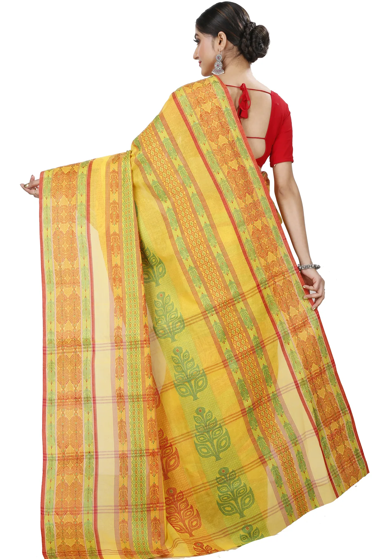 DipDiya Pure Cotton Muster Yellow Saanvi Desiging Crafted with Soul Tant Sarees