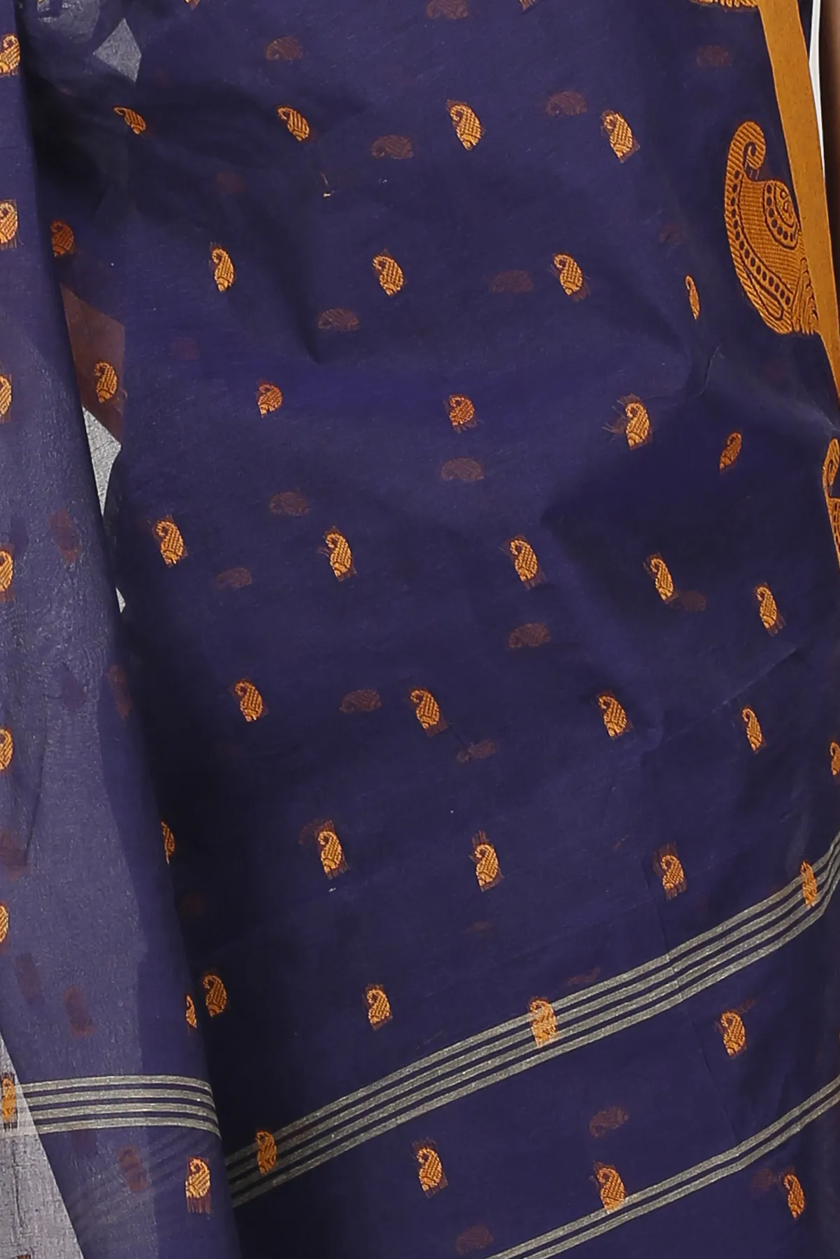 DipDiya Pure Cotton Naby Blue Epto Shonko Handcrafted Elegance Tant Sarees