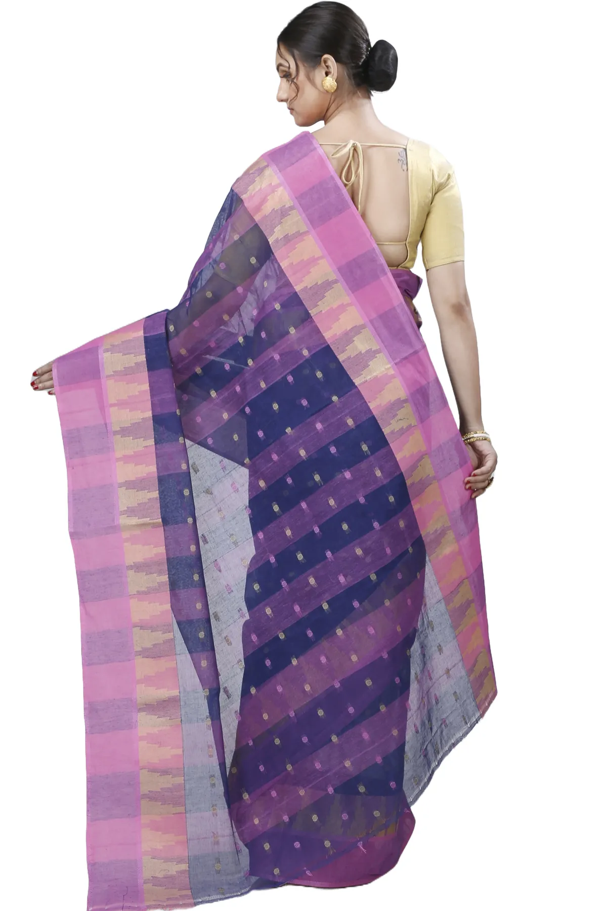 DipDiya Pure Cotton Naby Blue Jamuna Heritage You Can Wear Tant Sarees