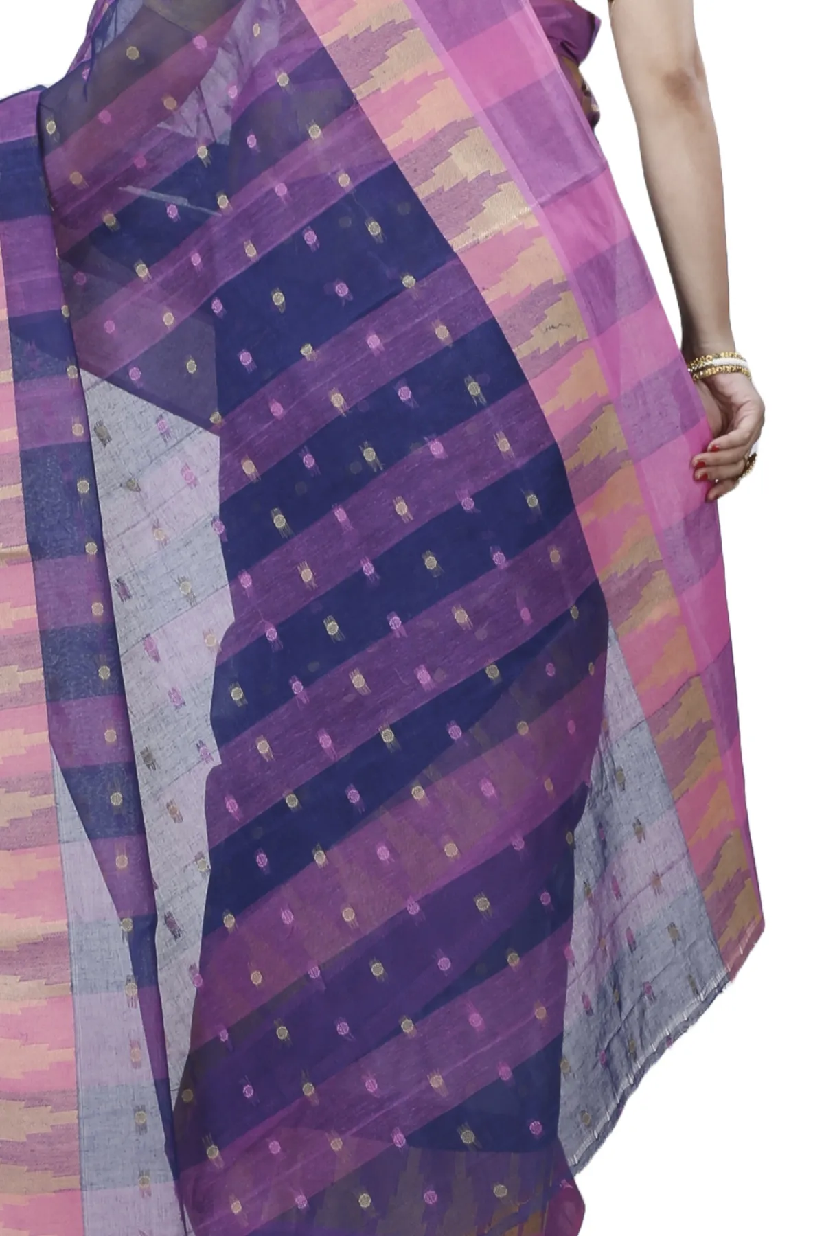 DipDiya Pure Cotton Naby Blue Jamuna Heritage You Can Wear Tant Sarees