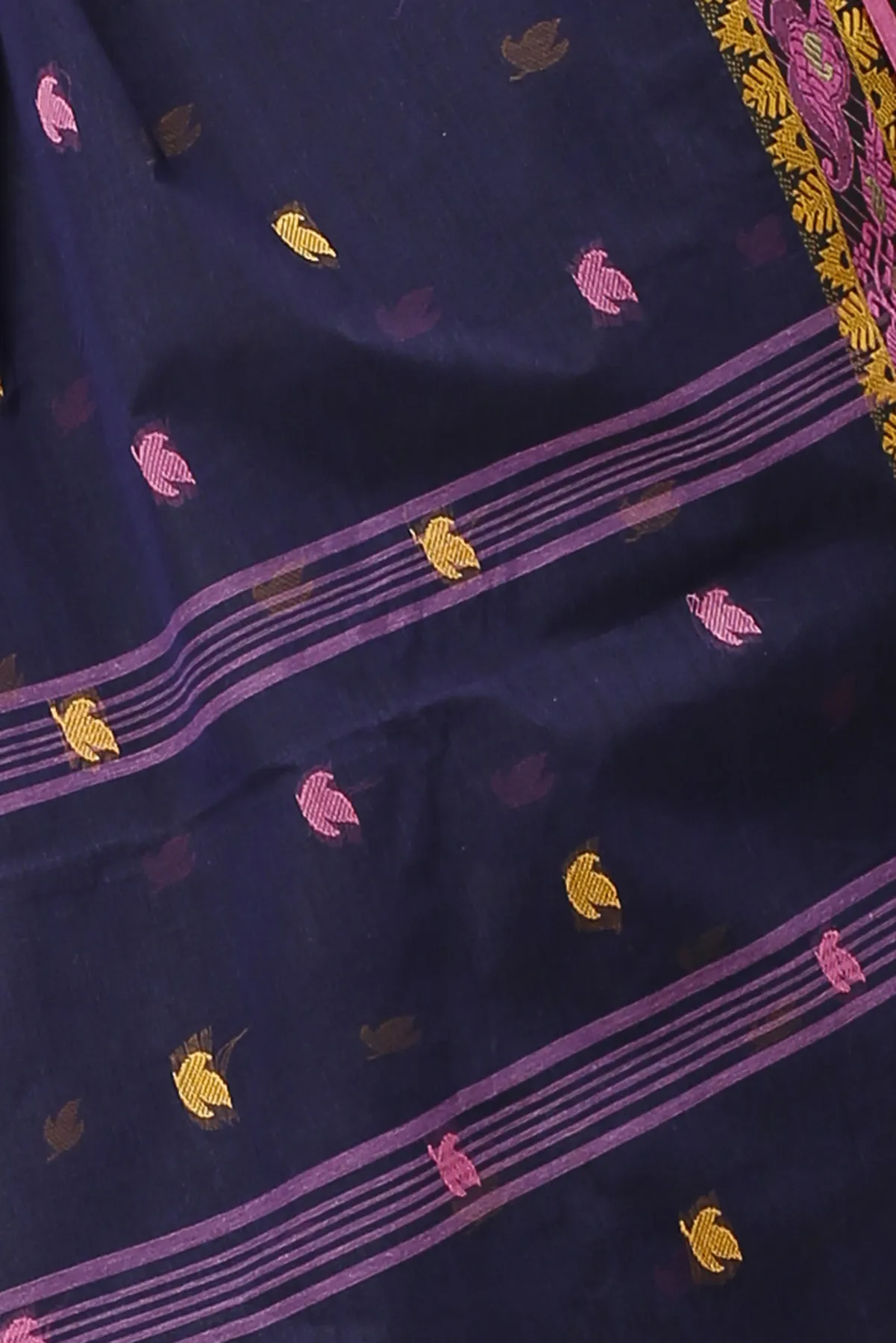 DipDiya Pure Cotton Naby Blue Leron Stories of Bengal Tant Sarees