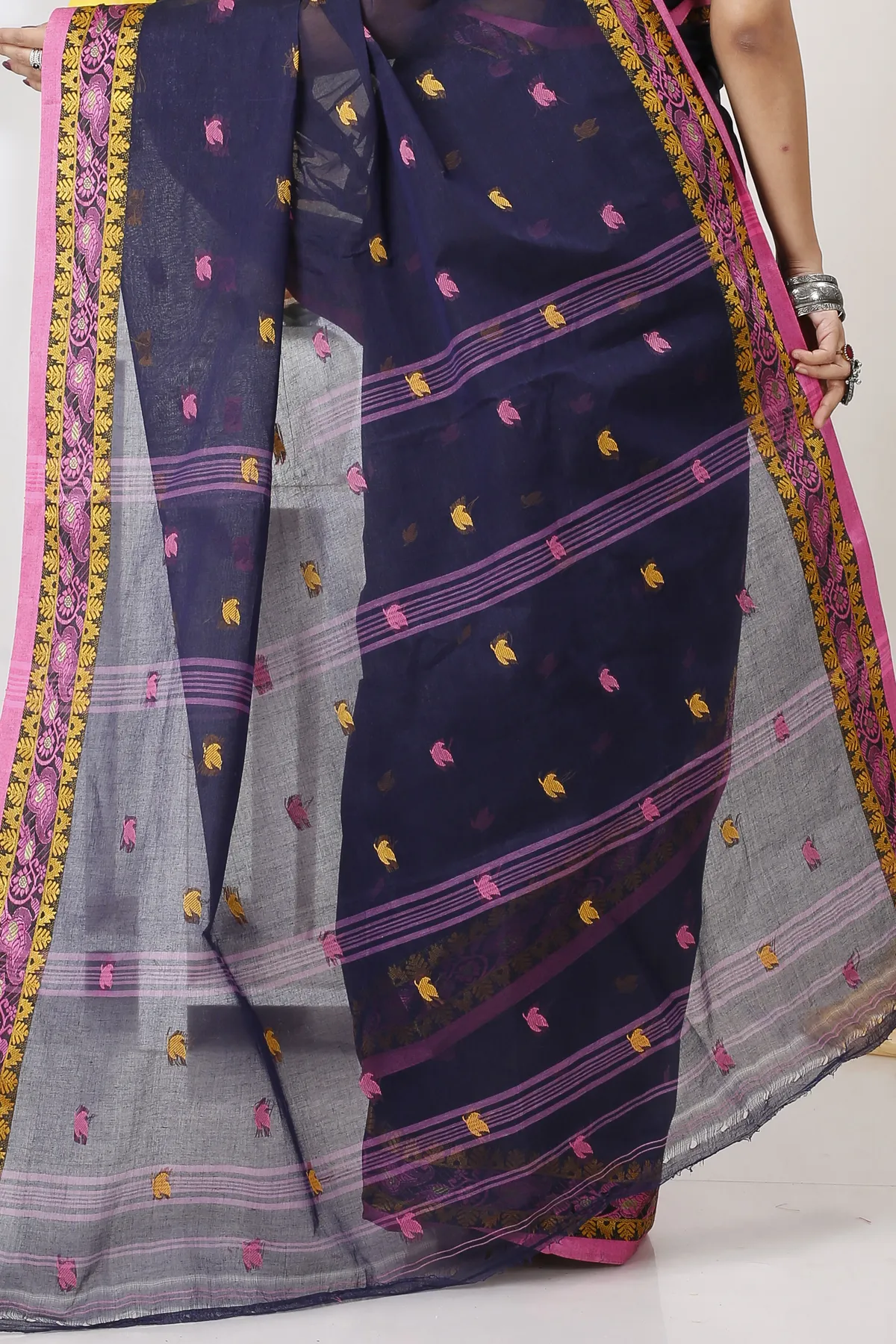 DipDiya Pure Cotton Naby Blue Leron Stories of Bengal Tant Sarees