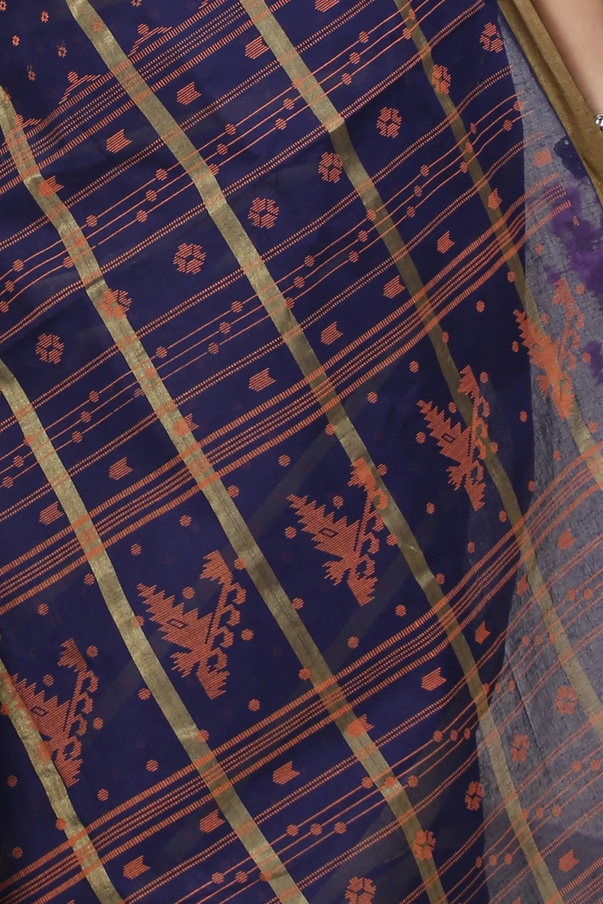 DipDiya Pure Cotton Naby Blue Mera Elegant by Tradition Tant Sarees