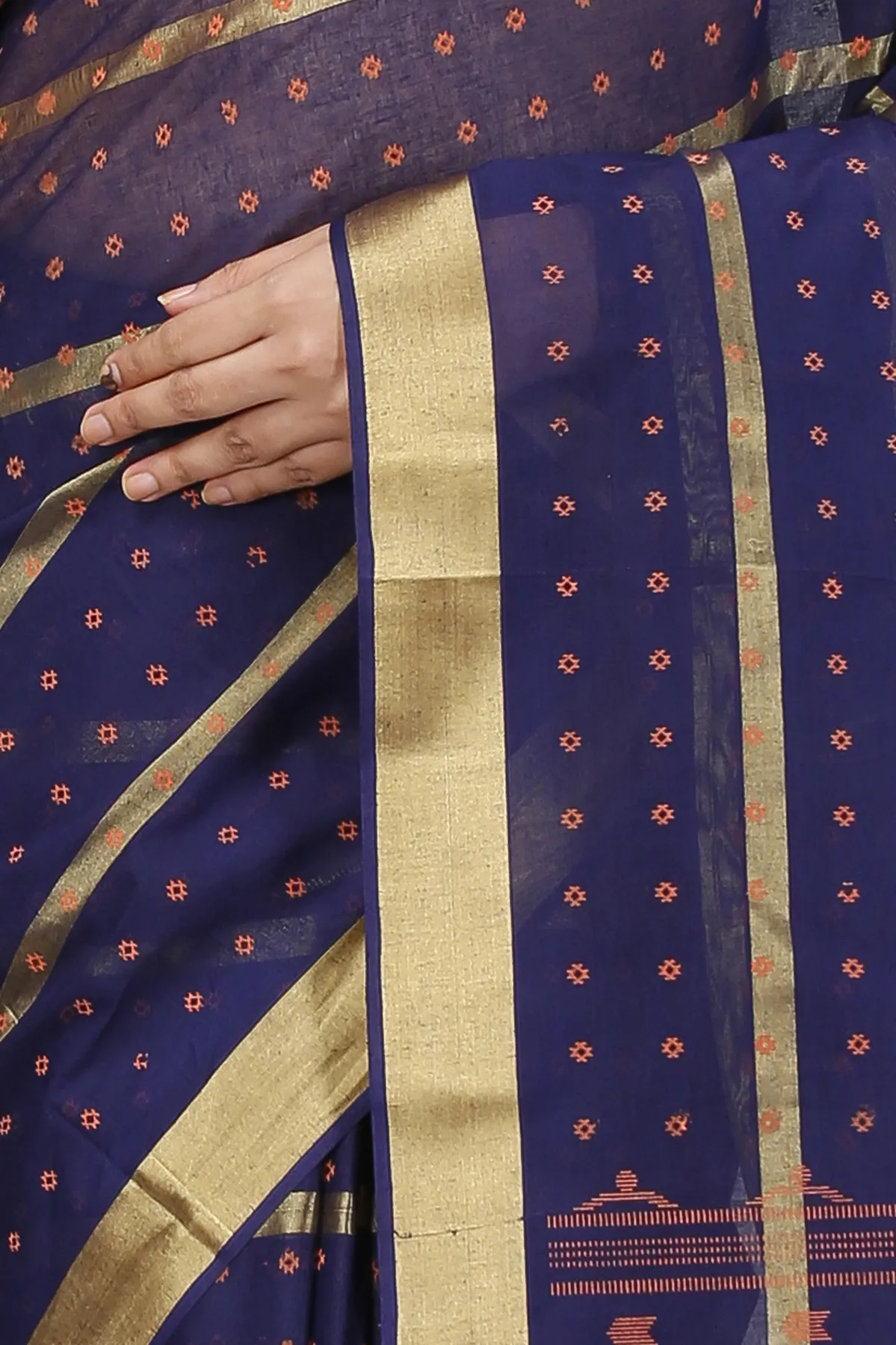 DipDiya Pure Cotton Naby Blue Mera Elegant by Tradition Tant Sarees
