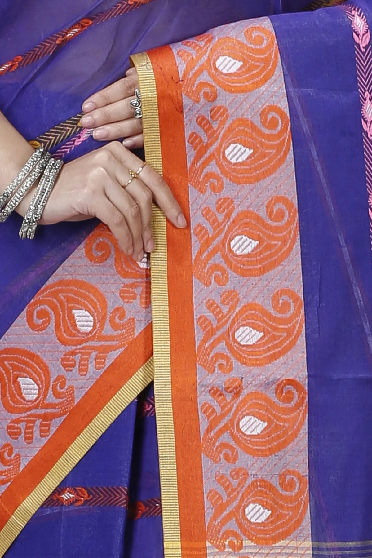 DipDiya Pure Cotton Naby Blue Nehan Essence of Bengal Tant Sarees