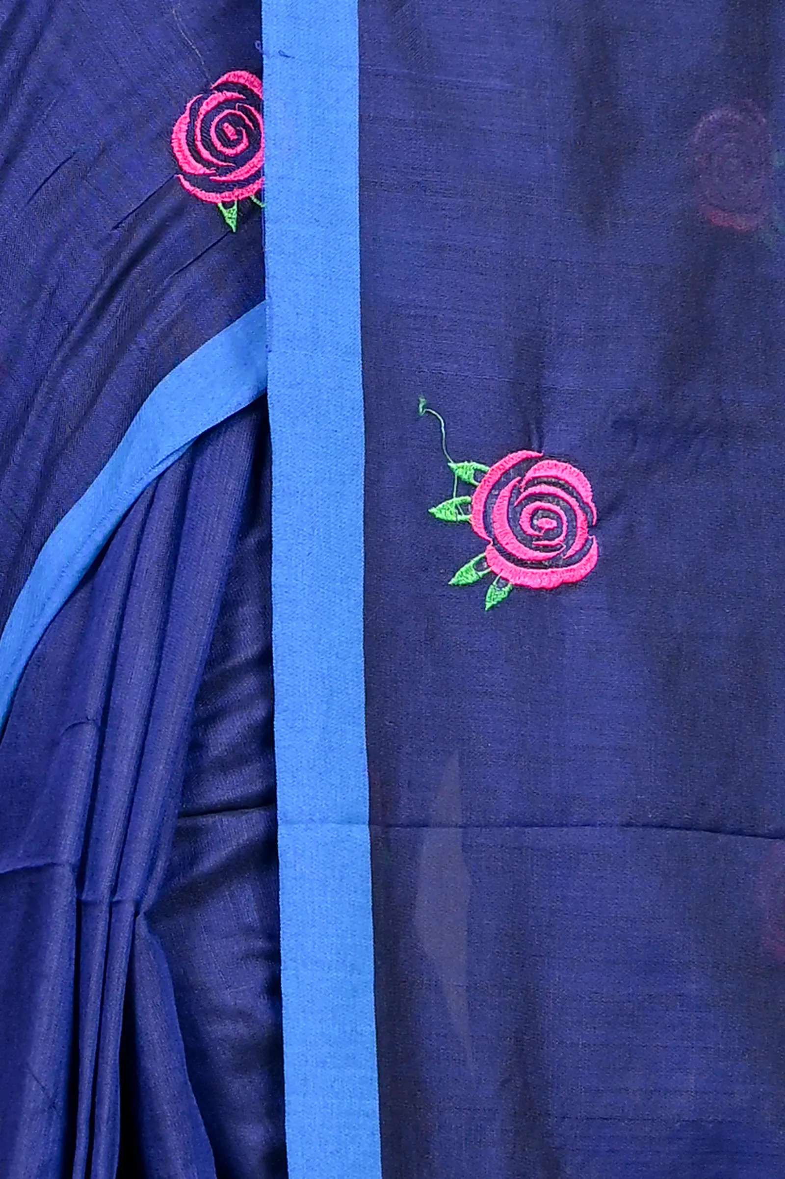 DipDiya Pure Cotton Naby Blue Parag Artisan Woven Embroidery Handloom sarees