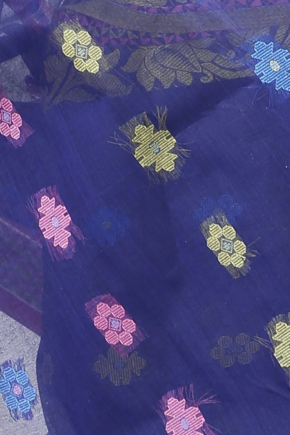 DipDiya Pure Cotton Naby Blue Raina Bengal’s Tradition Tant Sarees