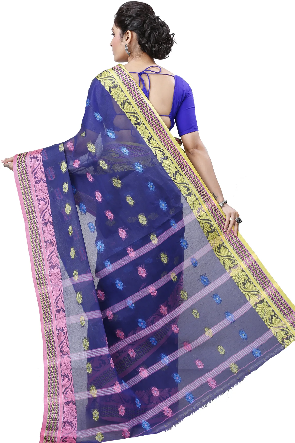 DipDiya Pure Cotton Naby Blue Raina Bengal’s Tradition Tant Sarees