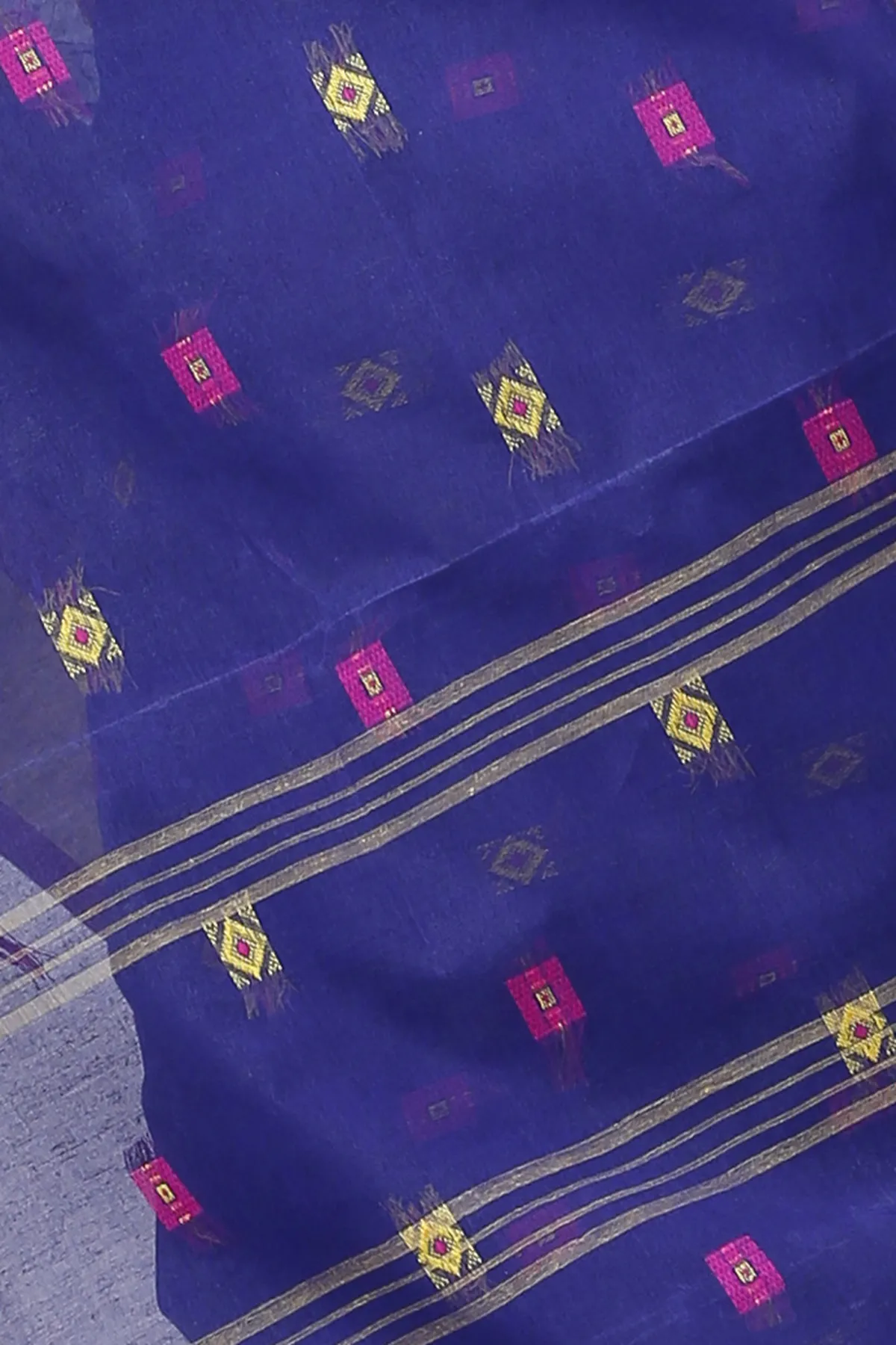 DipDiya Pure Cotton Naby Blue Ramala Timeless Elegance Tant Sarees