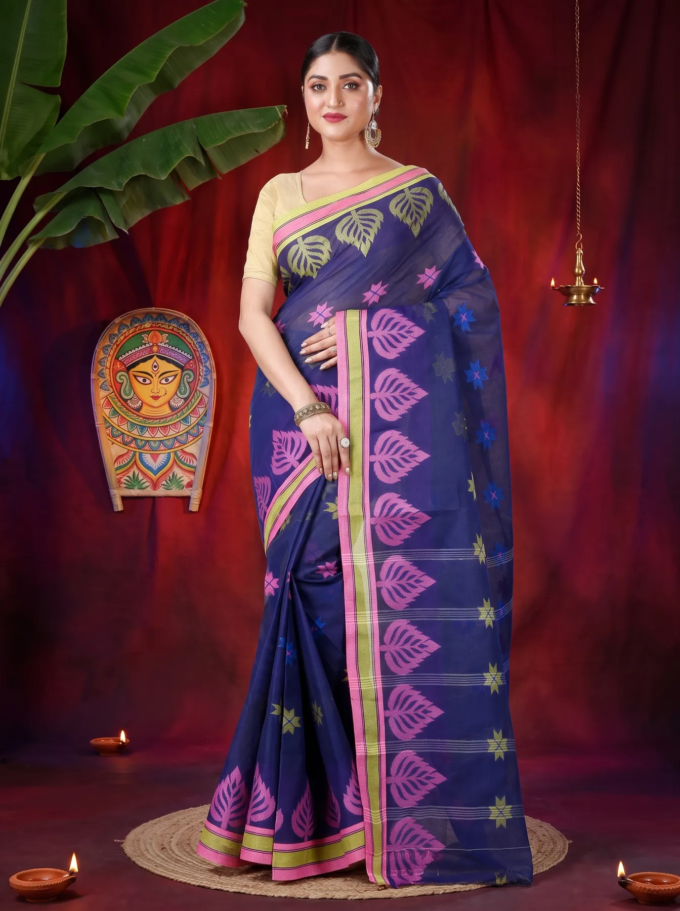 DipDiya Pure Cotton Naby Blue Subhangi A Legacy Woven Tant Sarees