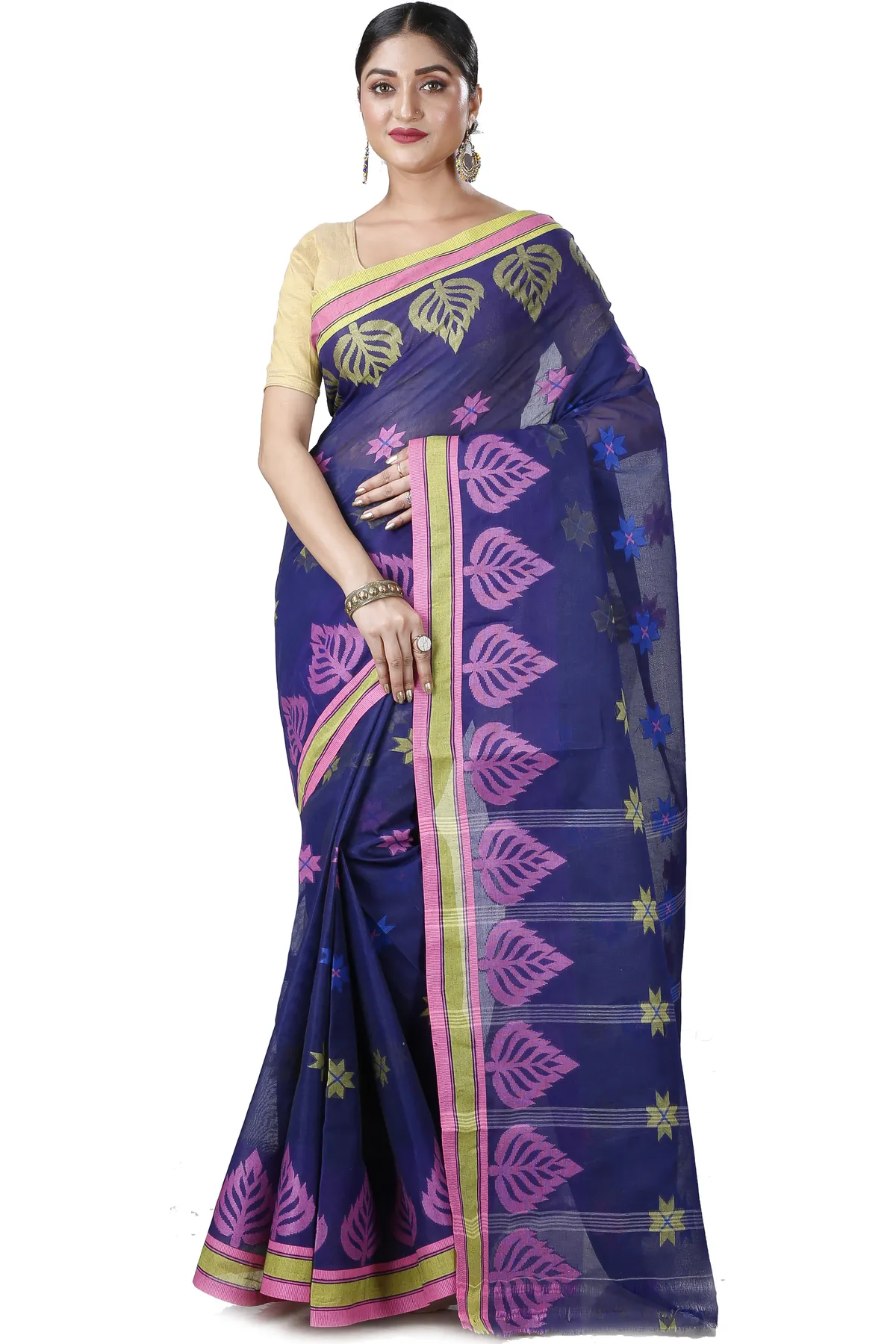 DipDiya Pure Cotton Naby Blue Subhangi A Legacy Woven Tant Sarees