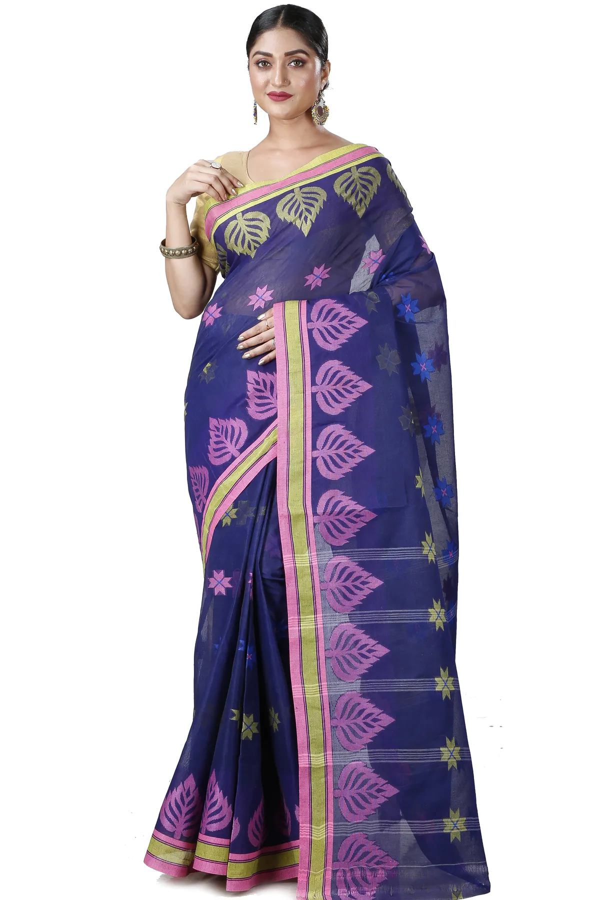 DipDiya Pure Cotton Naby Blue Subhangi A Legacy Woven Tant Sarees