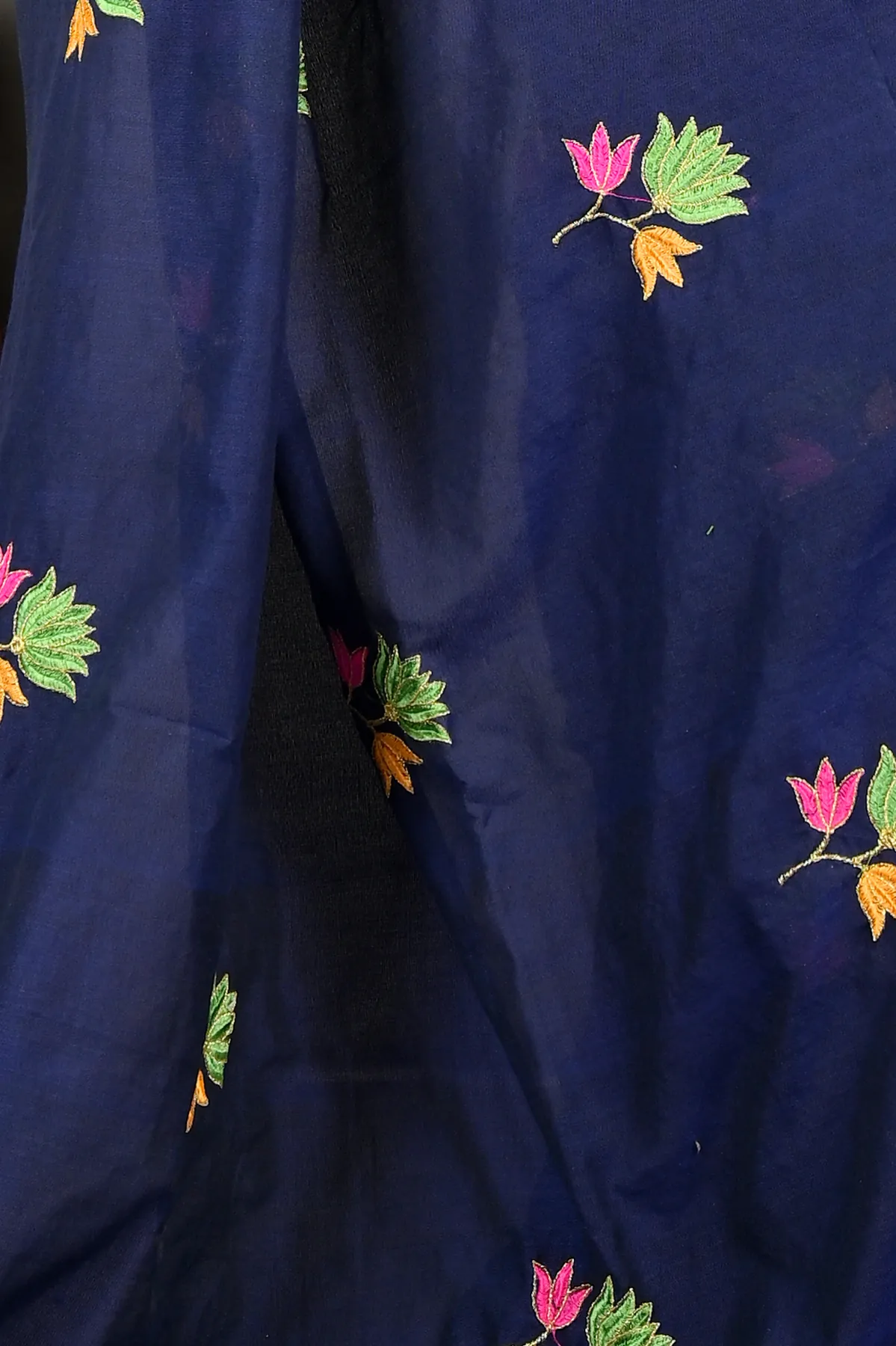 DipDiya Pure Cotton Naby Blue Umkor Than Stories of Bengal Embroidery Handloom sarees