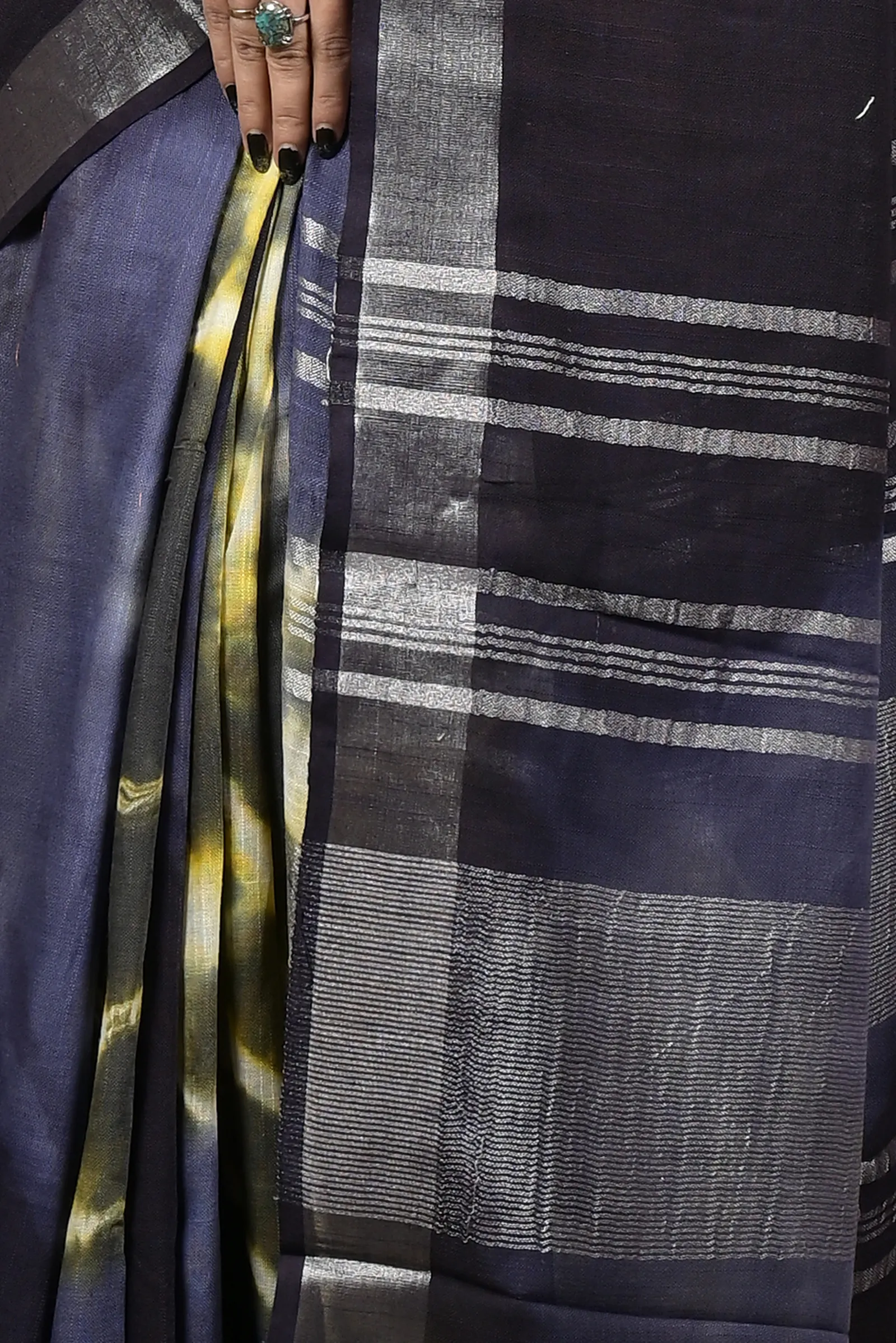 DipDiya Pure Cotton Night Blue Finui Pure Bengali Grace Handloom Sarees