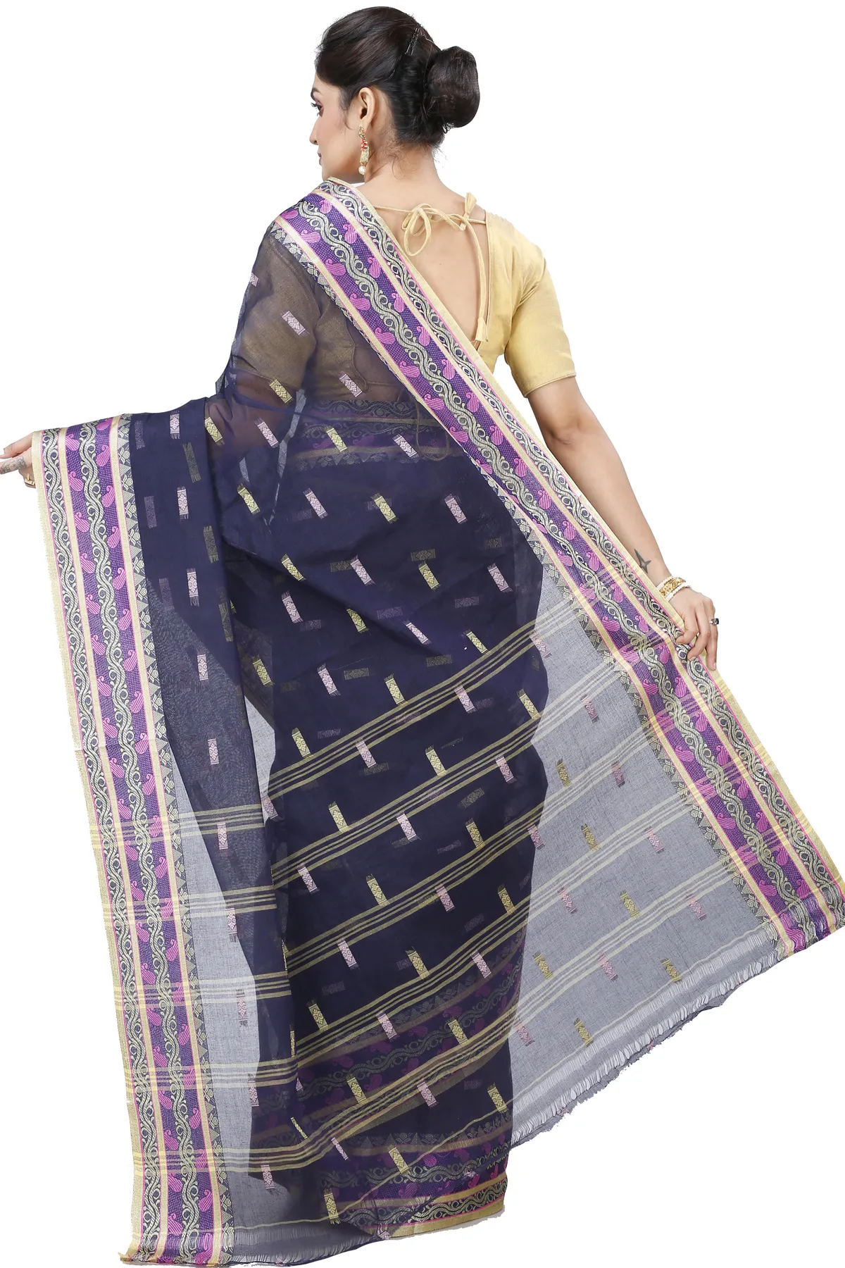 DipDiya Pure Cotton Night Blue Gayatri Elegant by Tradition Tant Sarees