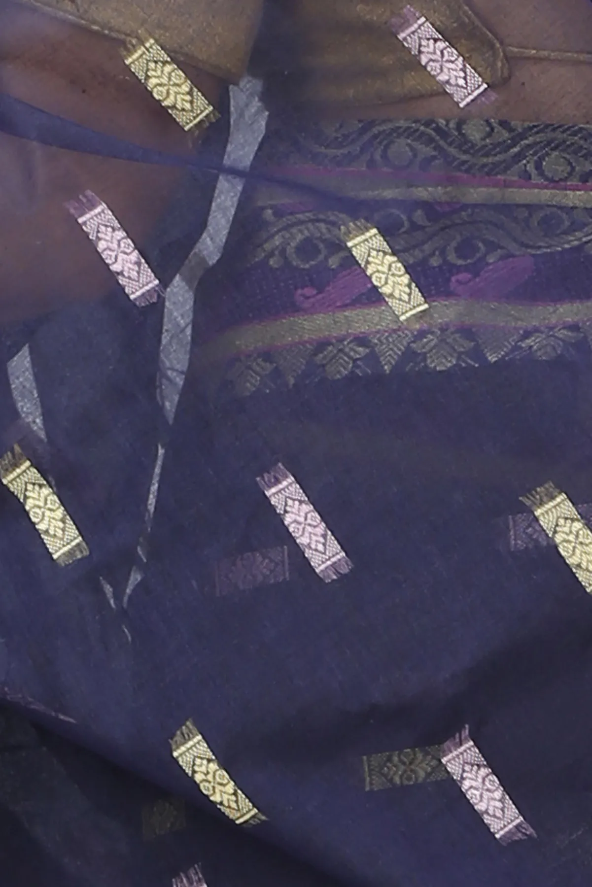 DipDiya Pure Cotton Night Blue Gayatri Elegant by Tradition Tant Sarees