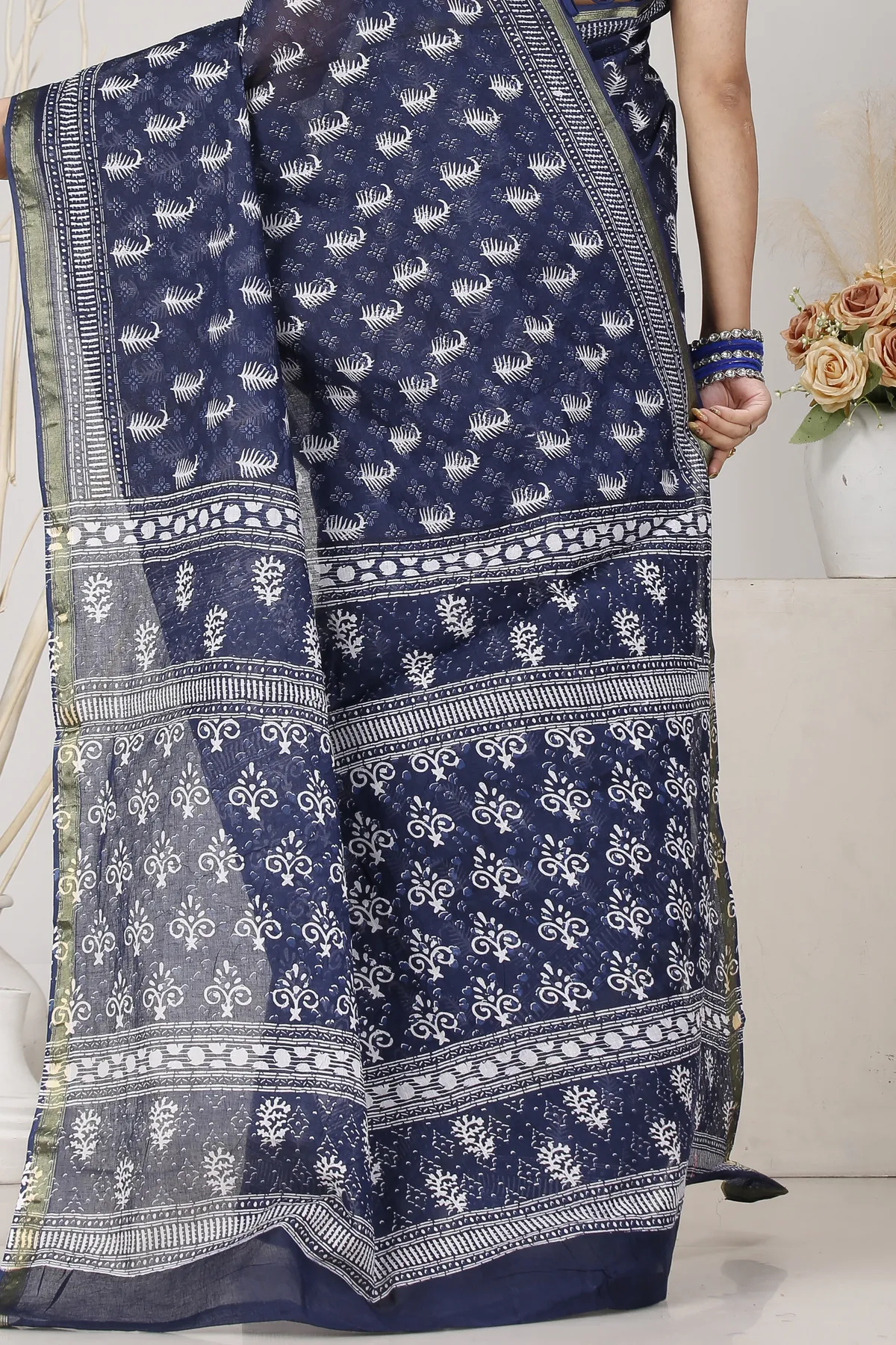 DipDiya Pure Cotton Night Blue Mela A Legacy Woven Printed Handloom Sarees