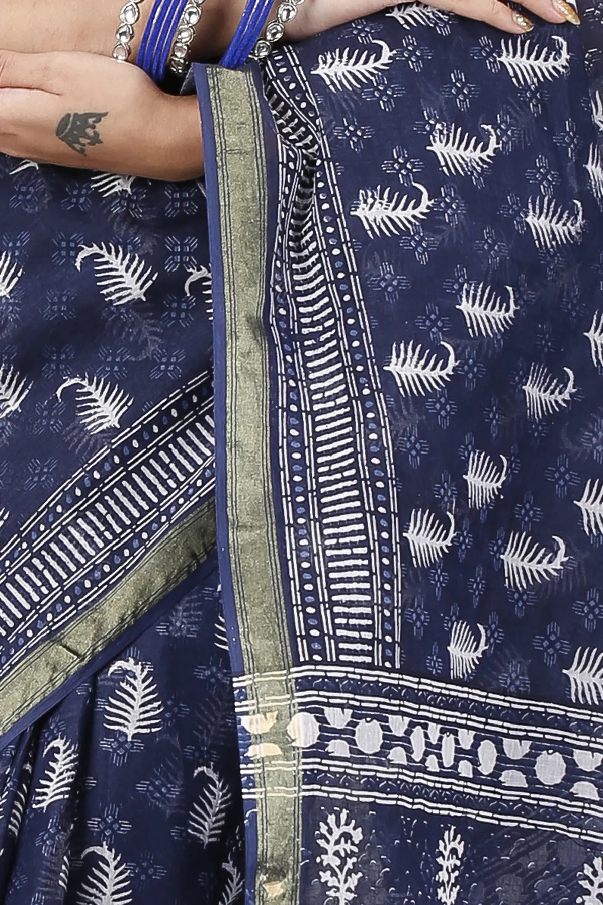 DipDiya Pure Cotton Night Blue Mela A Legacy Woven Printed Handloom Sarees