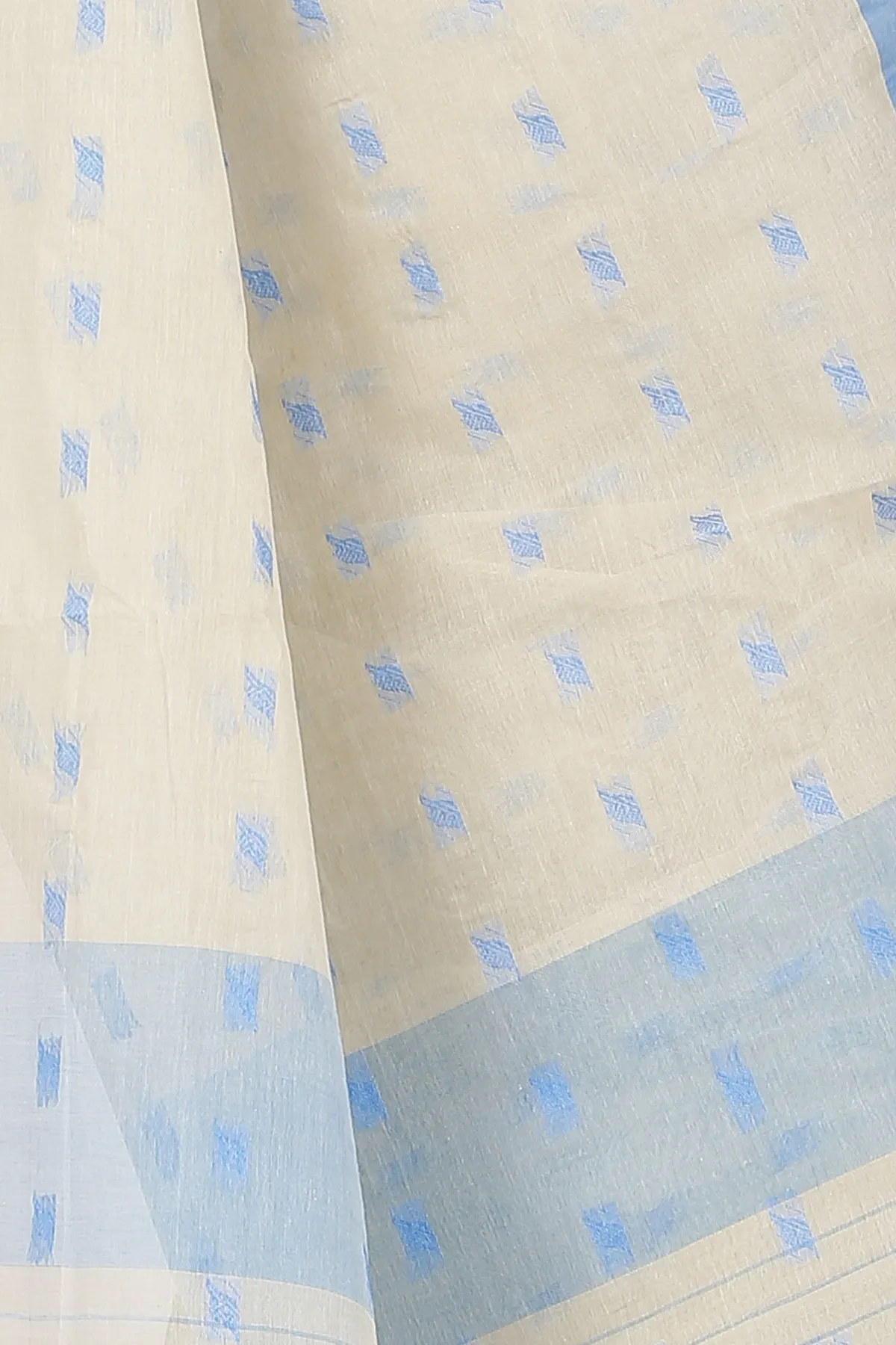 DipDiya Pure Cotton Off-White Emma Border Pure Bengali Grace Tant Sarees