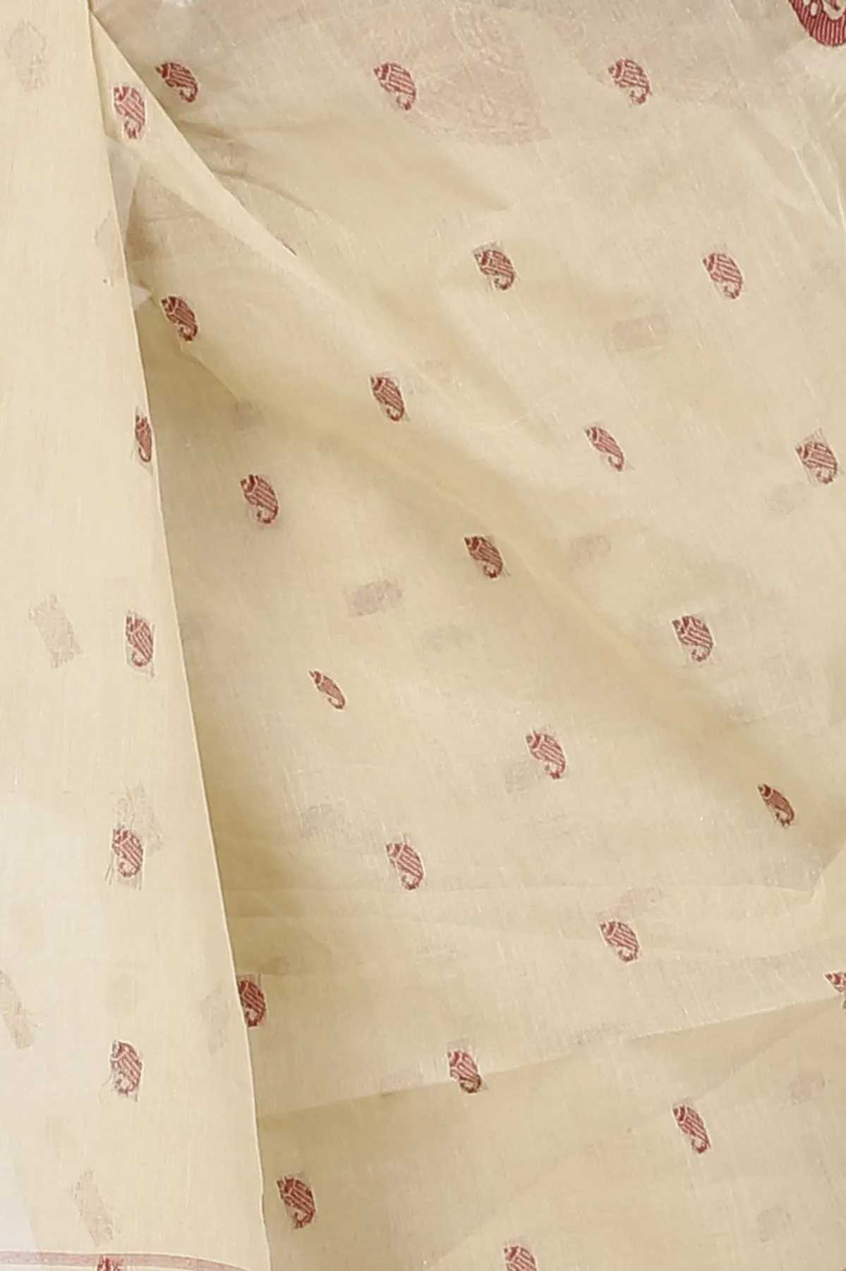 DipDiya Pure Cotton Off-White Epto Shonko Handloom Heritage Tant Sarees