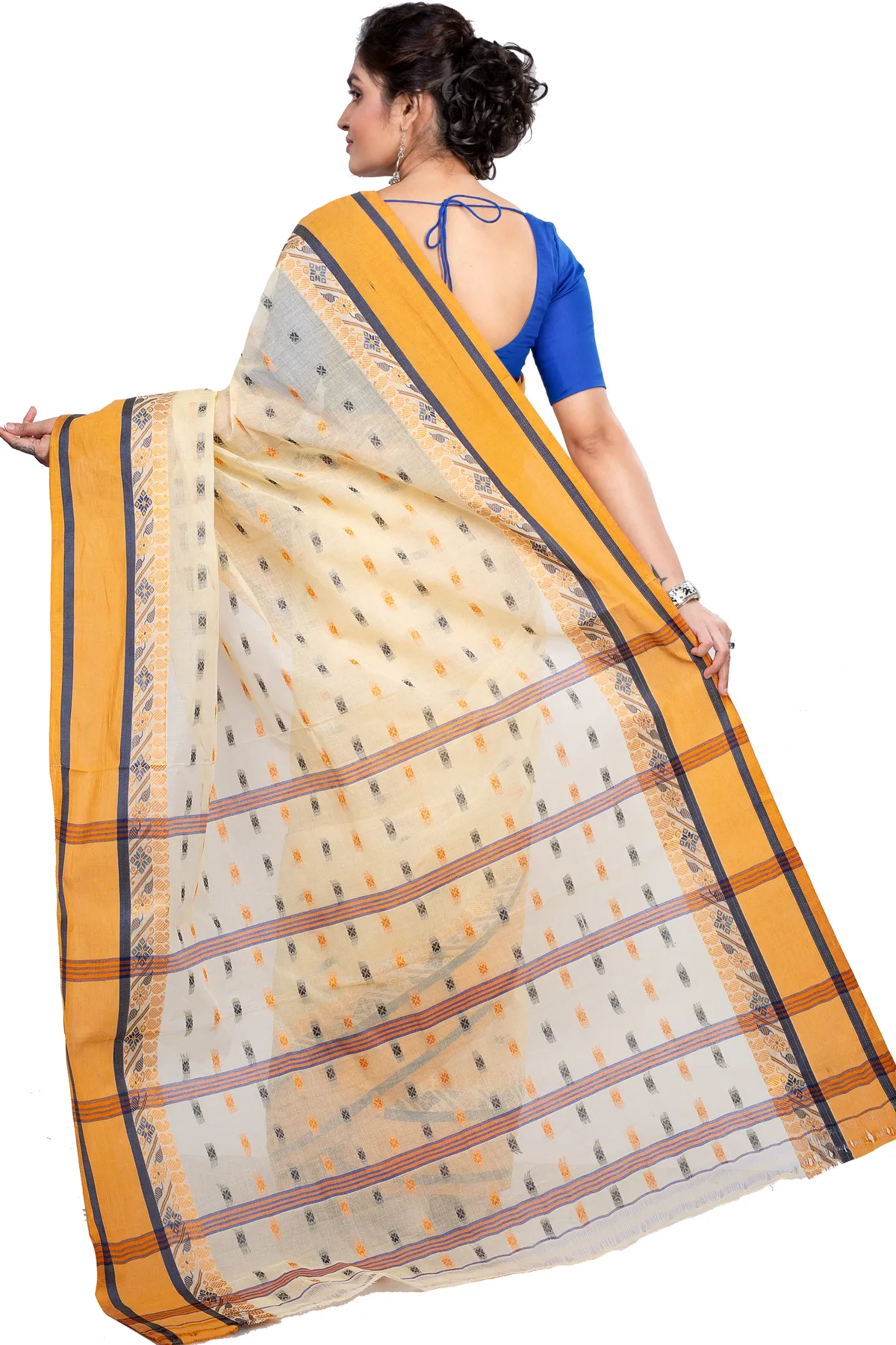 DipDiya Pure Cotton Off White ToraPar Bengal’s Tradition Tant Sarees