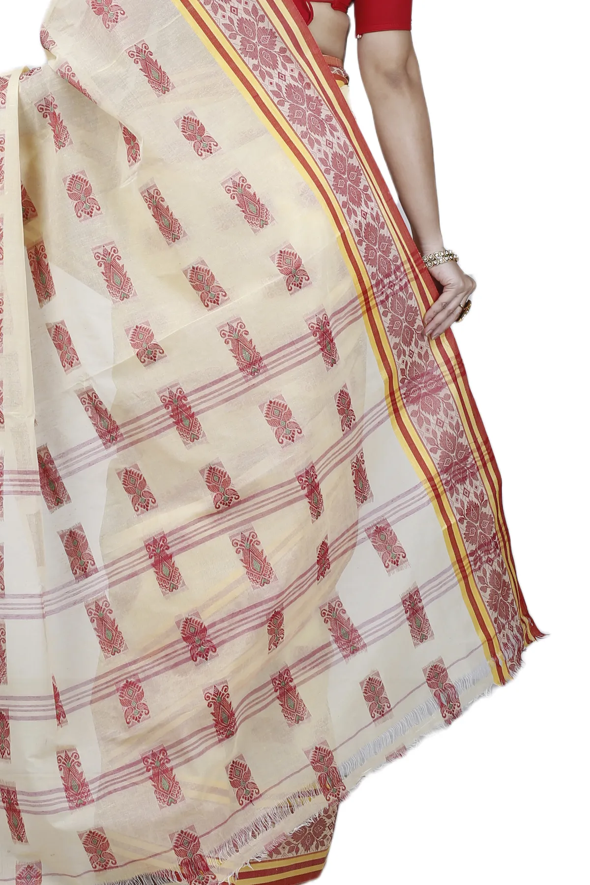 DipDiya Pure Cotton Off-White Uditi Bengal in Every Thread Tant Sarees