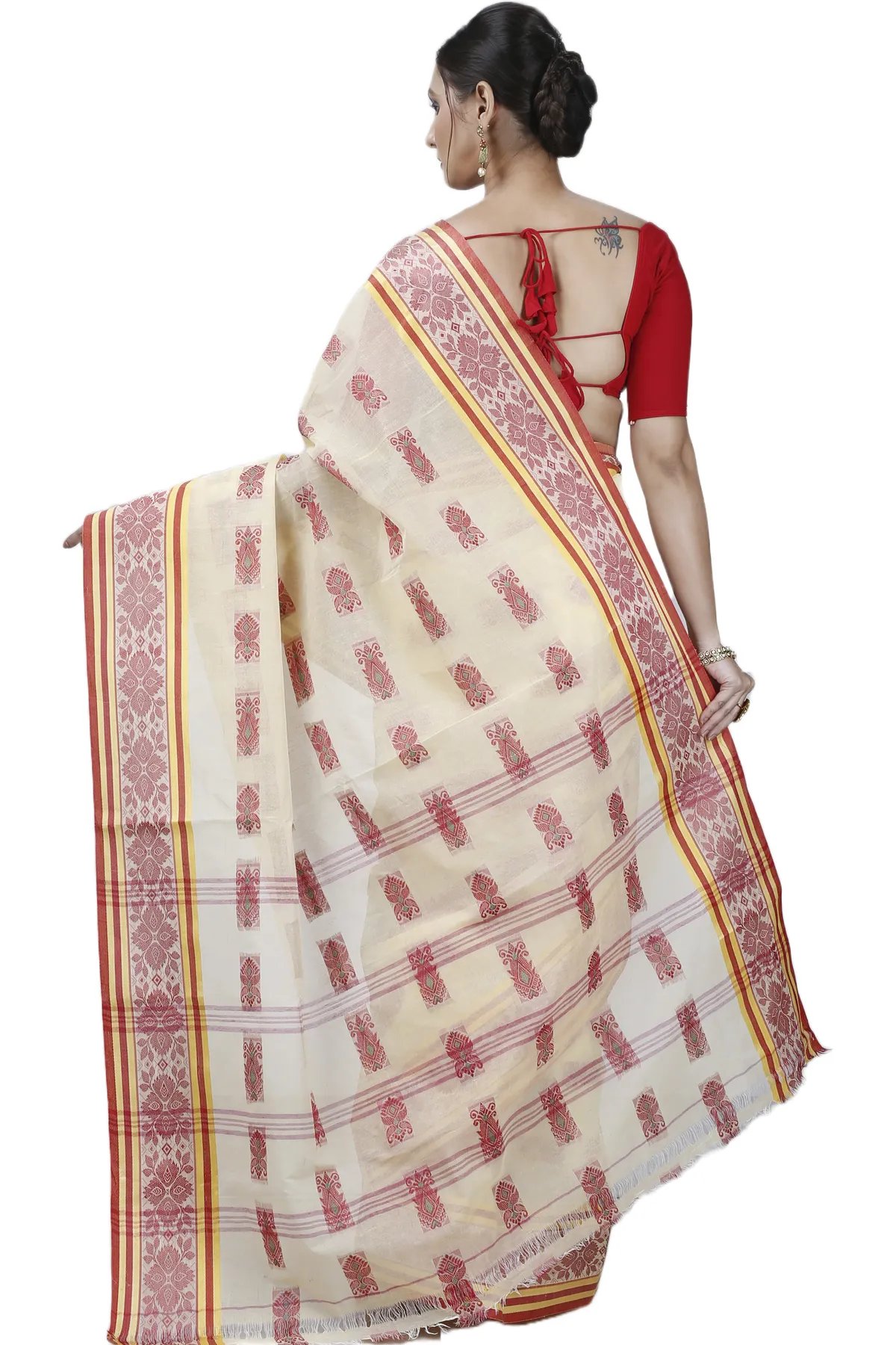 DipDiya Pure Cotton Off-White Uditi Bengal in Every Thread Tant Sarees