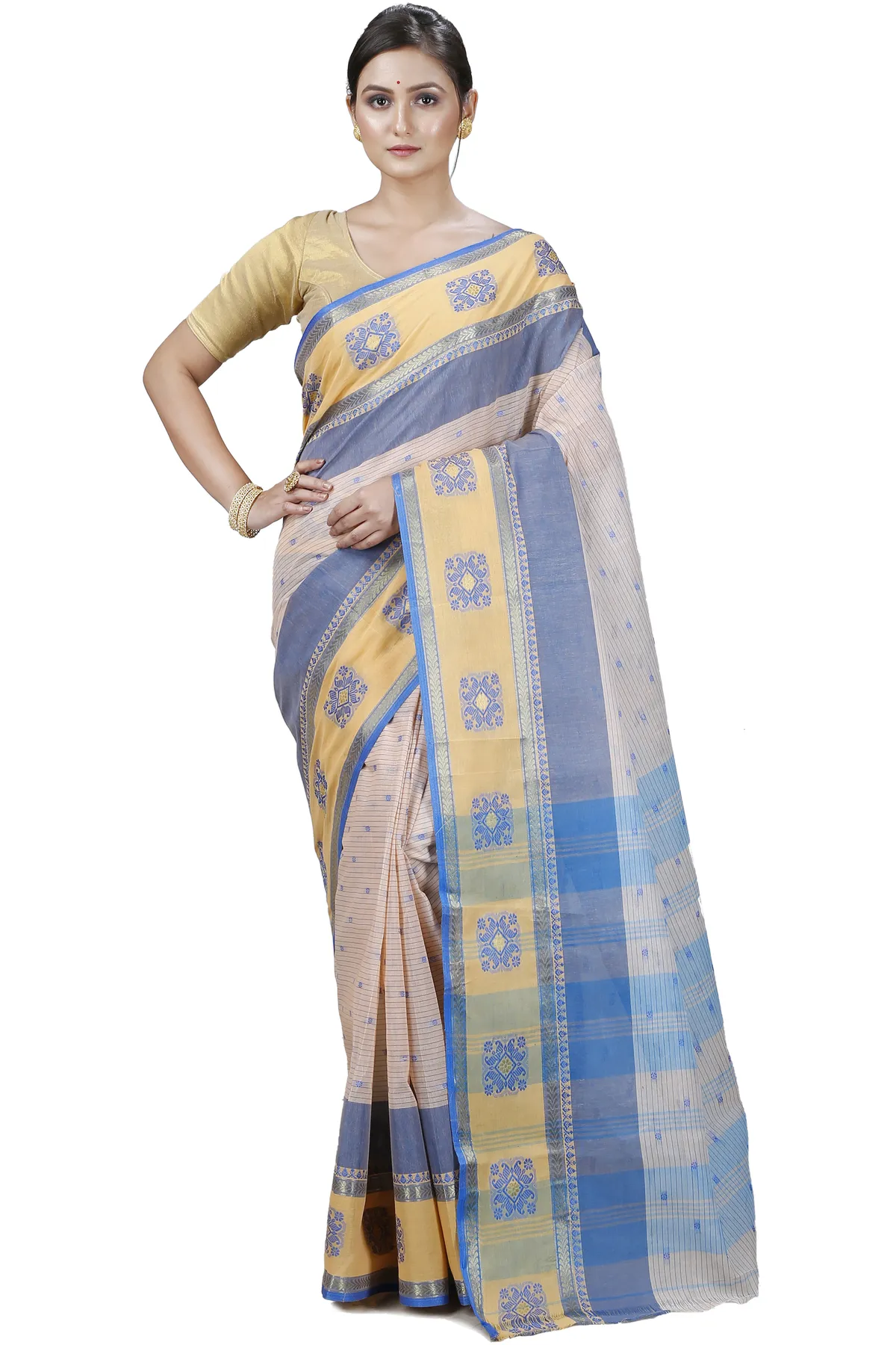 DipDiya Pure Cotton Off-White Uma Effortless Tradition Tant Sarees