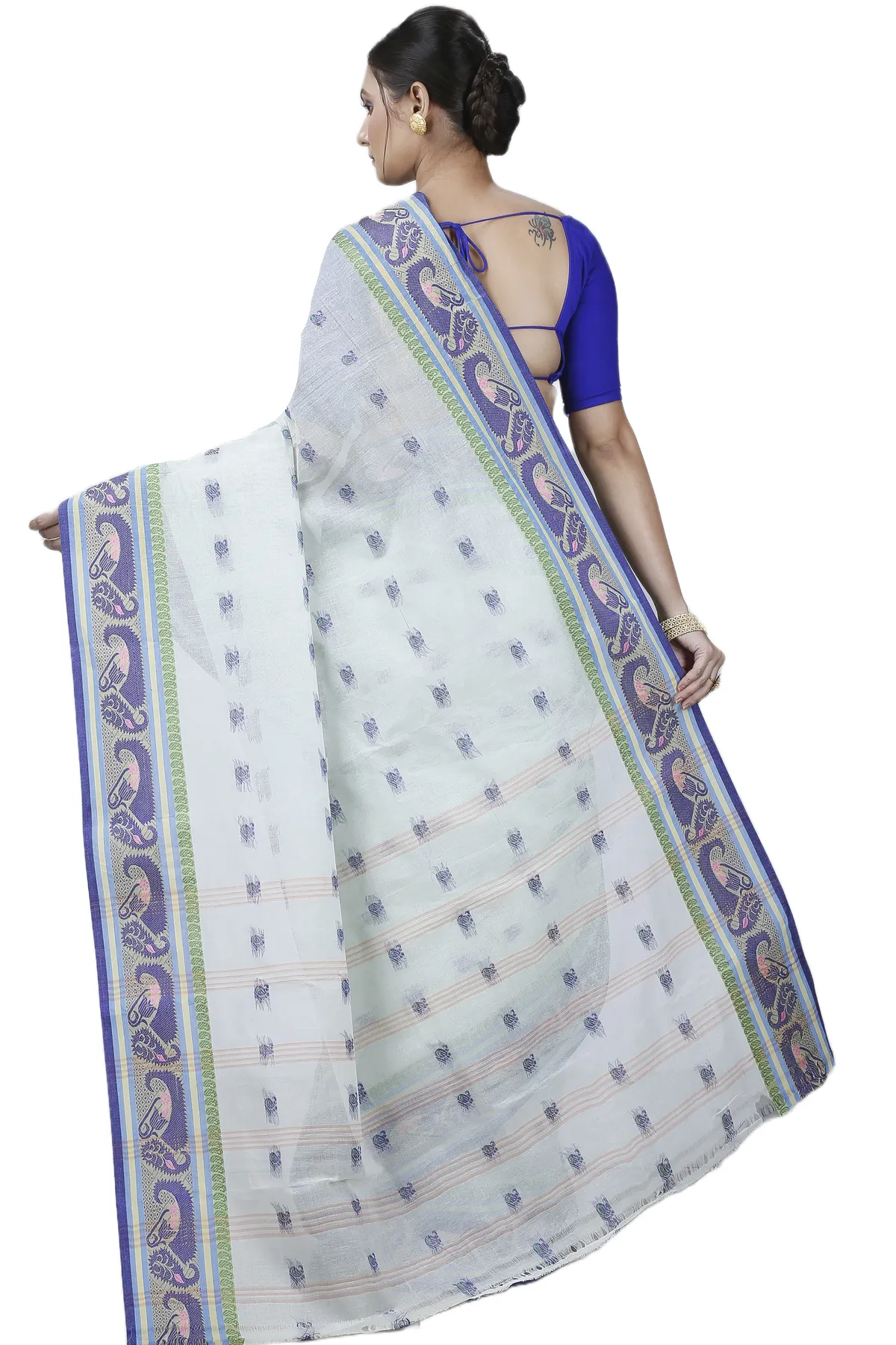 DipDiya Pure Cotton Off White Utkal Bengal’s Tradition Tant Sarees