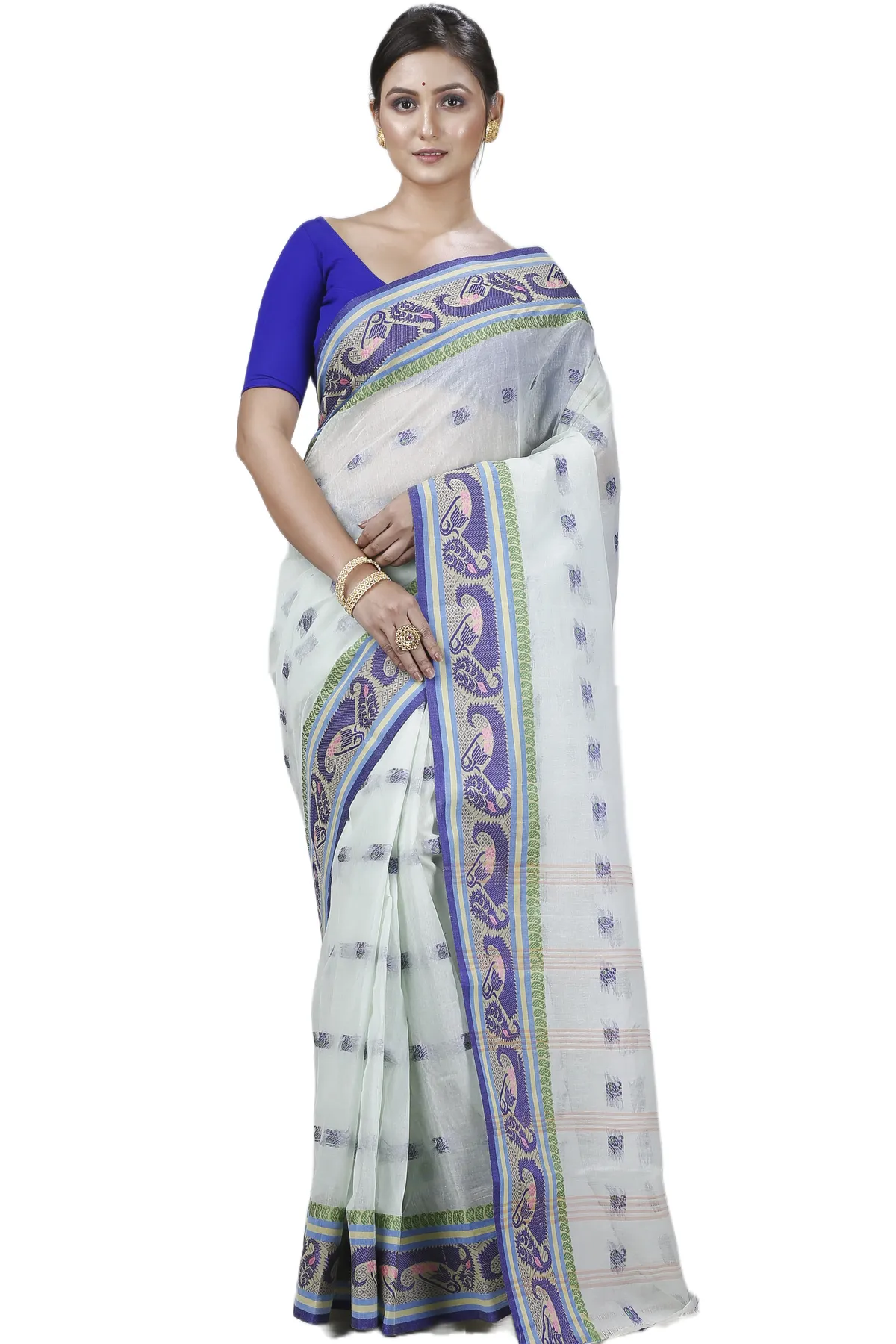 DipDiya Pure Cotton Off White Utkal Bengal’s Tradition Tant Sarees