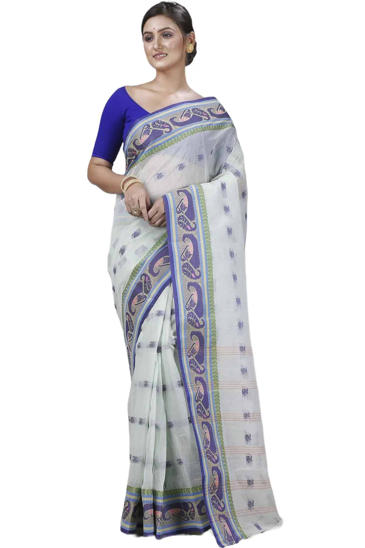 DipDiya Pure Cotton Off White Utkal Bengal’s Tradition Tant Sarees