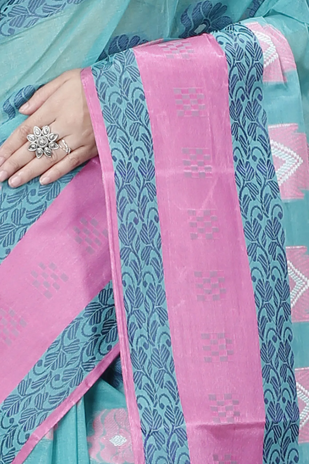 DipDiya Pure Cotton Olive Green Nuri Crafted with Soul Tant Sarees