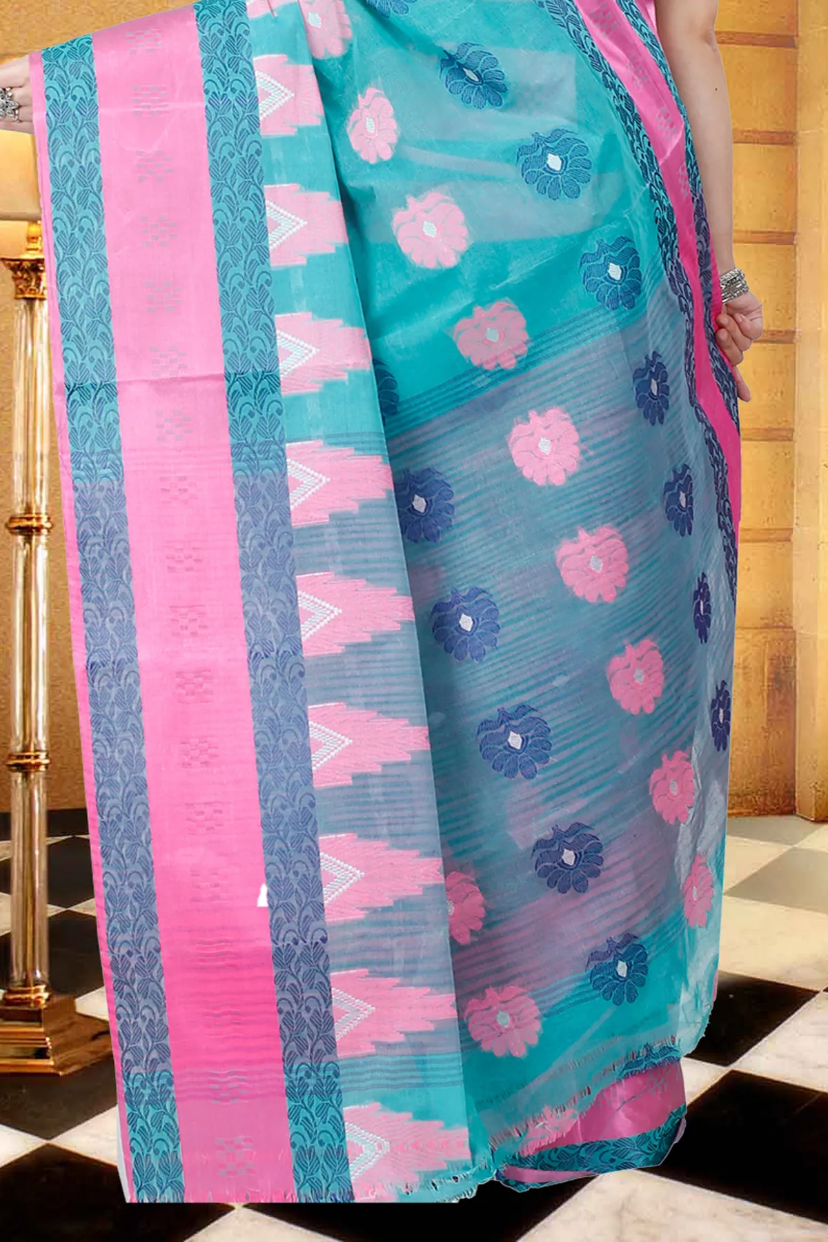 DipDiya Pure Cotton Olive Green Nuri Crafted with Soul Tant Sarees