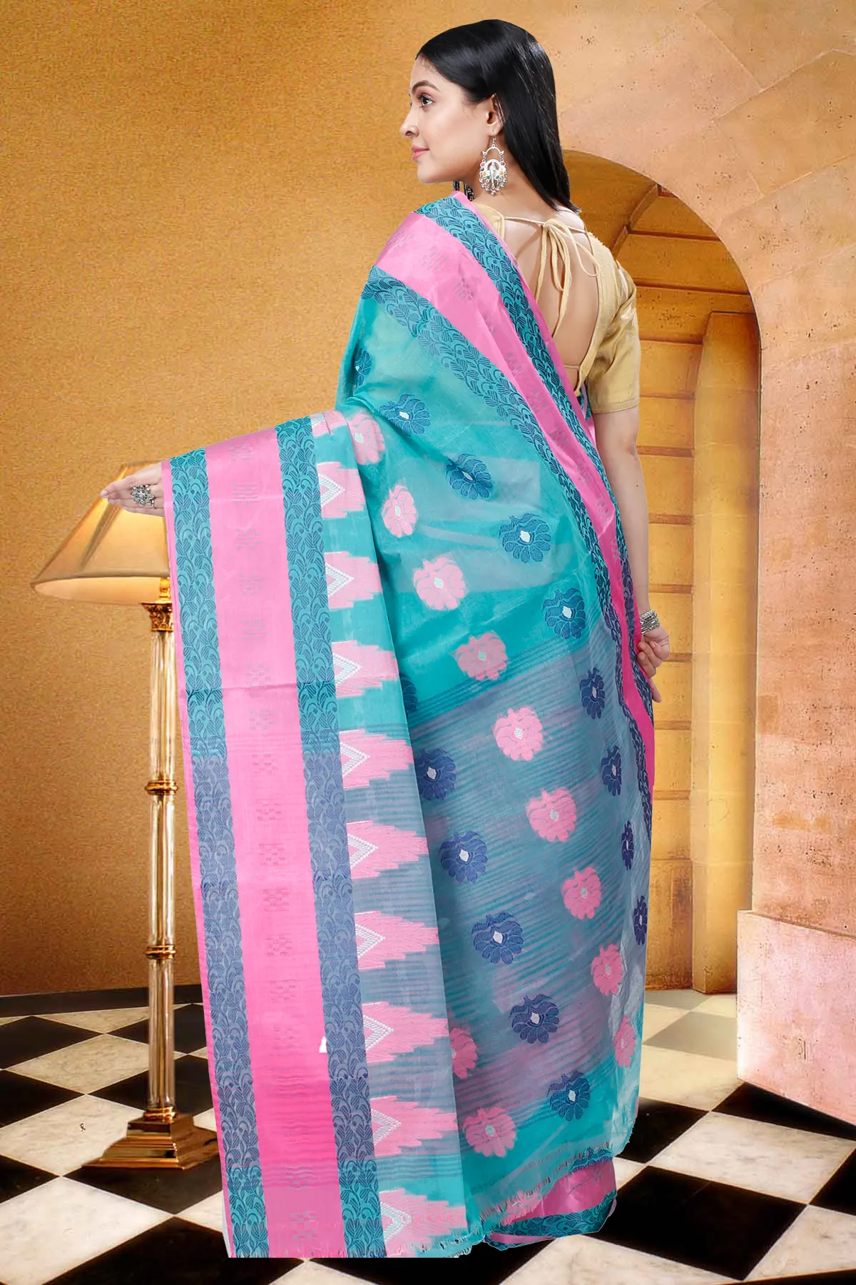 DipDiya Pure Cotton Olive Green Nuri Crafted with Soul Tant Sarees