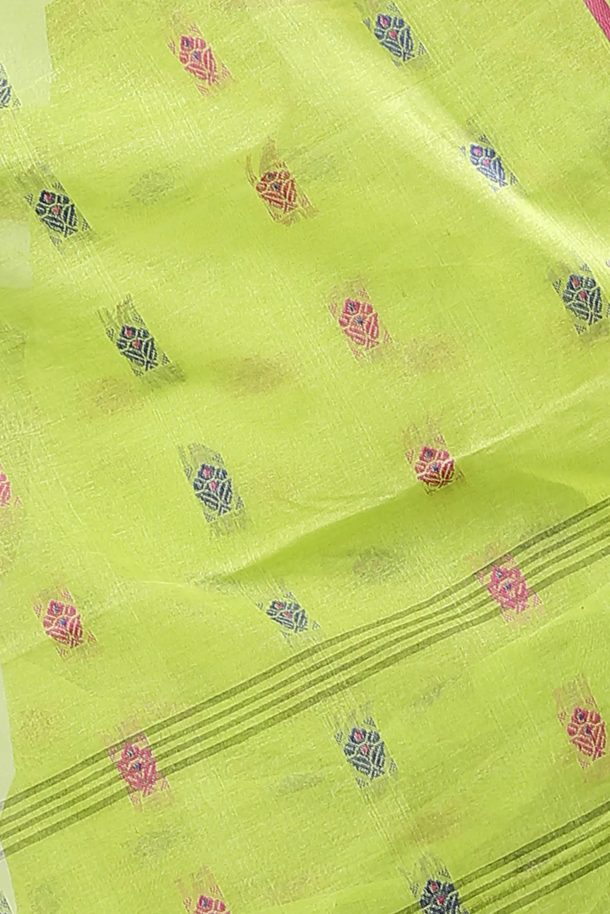 DipDiya Pure Cotton Olive Green Reese Wrapped in Heritage Tant Sarees