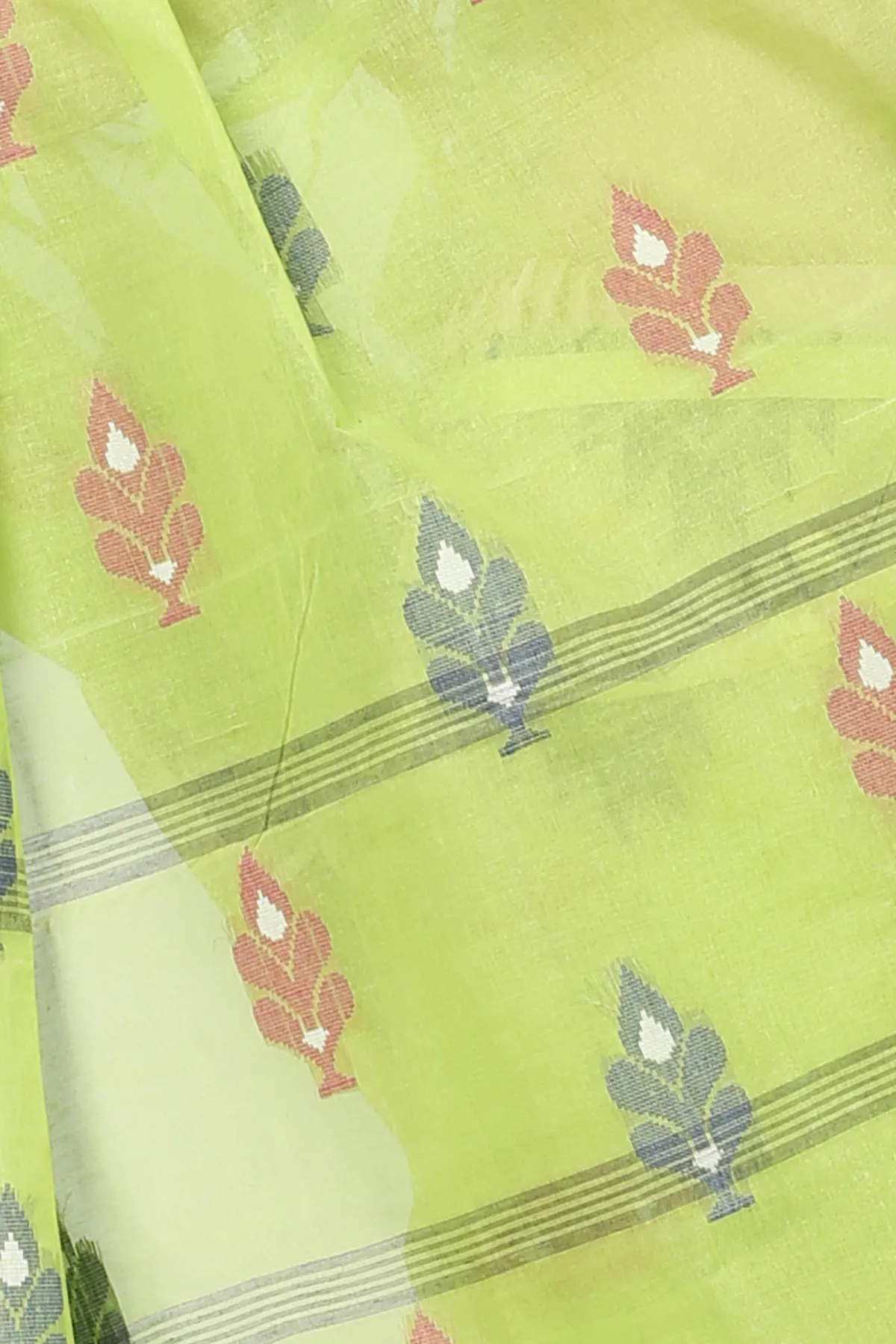 DipDiya Pure Cotton Olive Green Sidra Crafted with Soul Tant Sarees