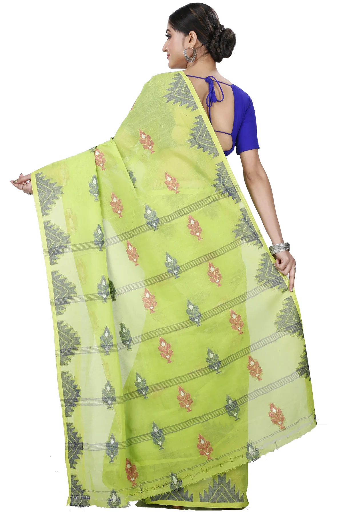 DipDiya Pure Cotton Olive Green Sidra Crafted with Soul Tant Sarees