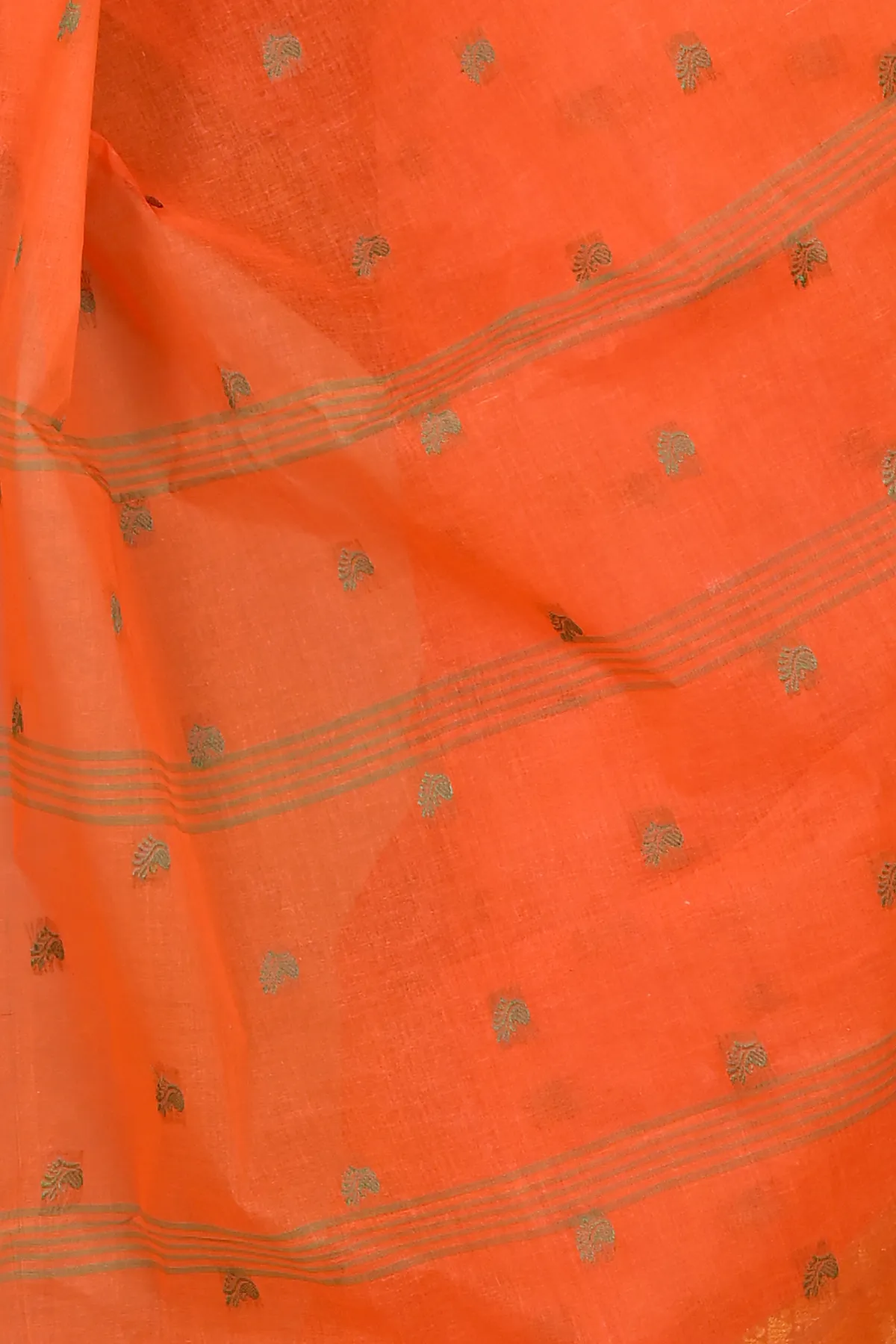 DipDiya Pure Cotton Orange Atula Bengal in Every Thread Tant Sarees