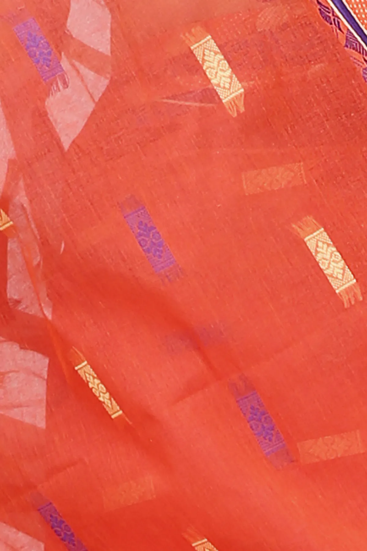 DipDiya Pure Cotton Orange Gayatri Effortless Tradition Tant Sarees
