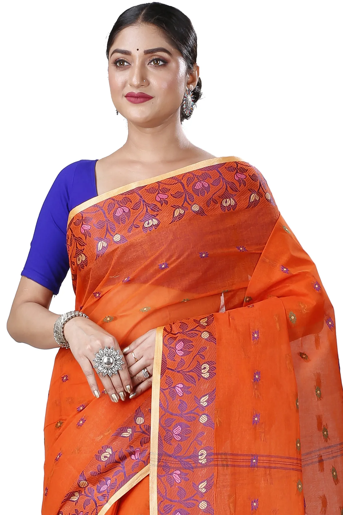 DipDiya Pure Cotton Orange Gopika Elegance in Every Weave Tant Sarees
