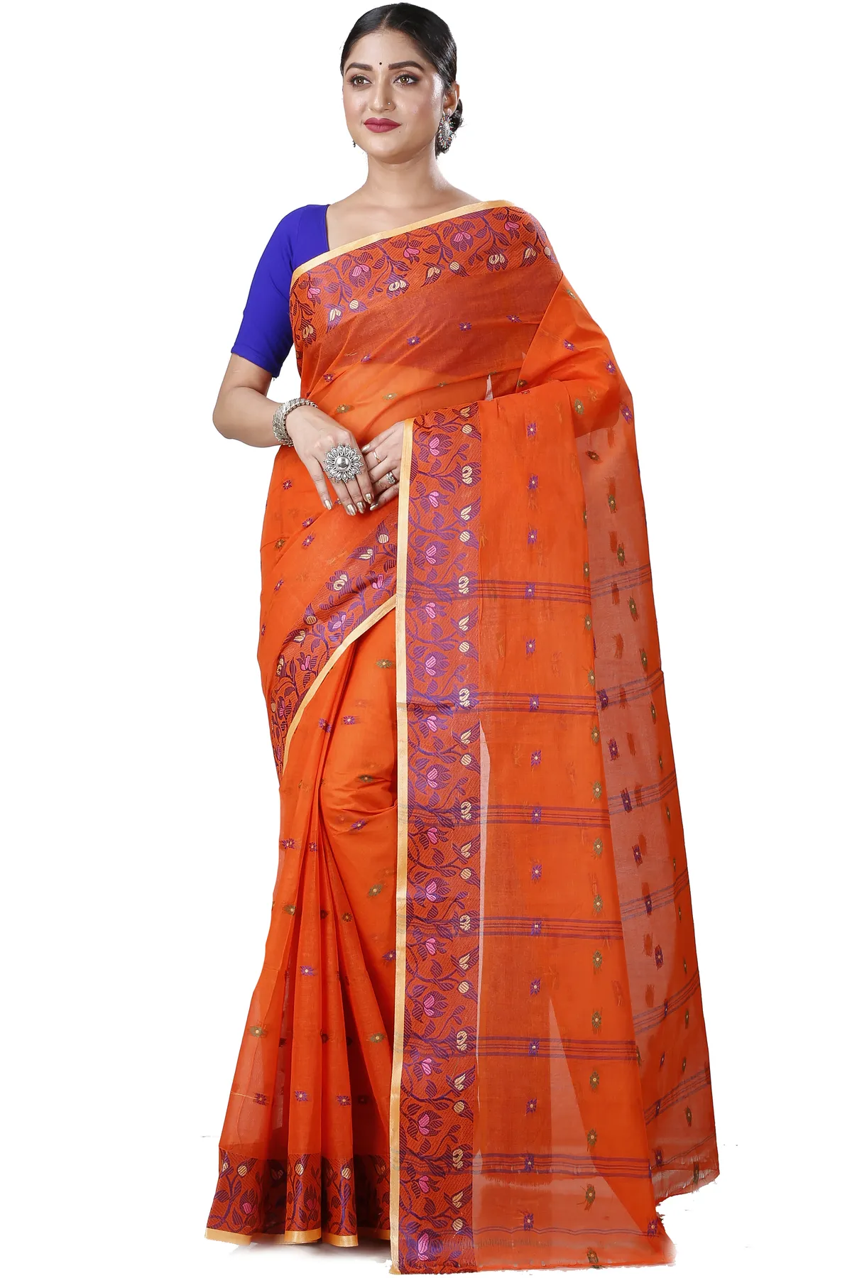 DipDiya Pure Cotton Orange Gopika Elegance in Every Weave Tant Sarees