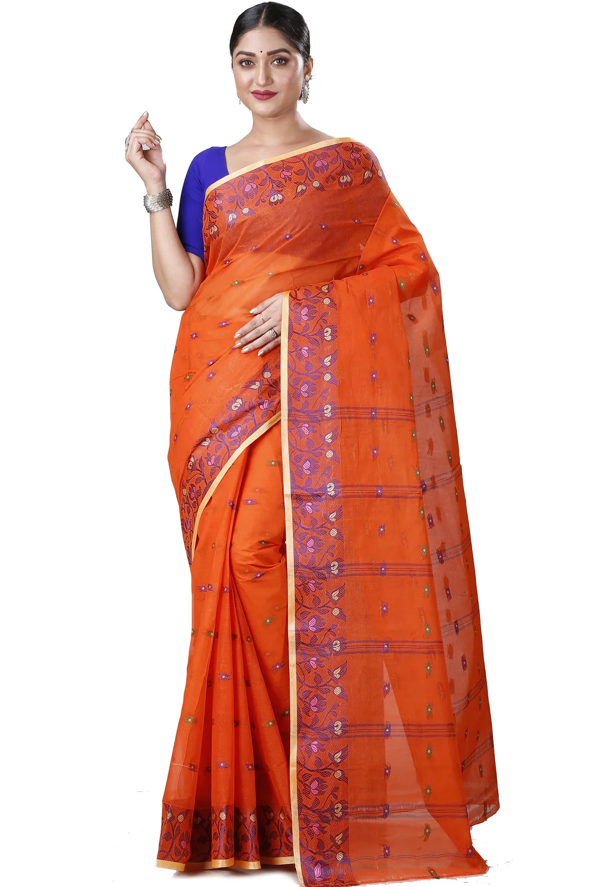 DipDiya Pure Cotton Orange Gopika Elegance in Every Weave Tant Sarees