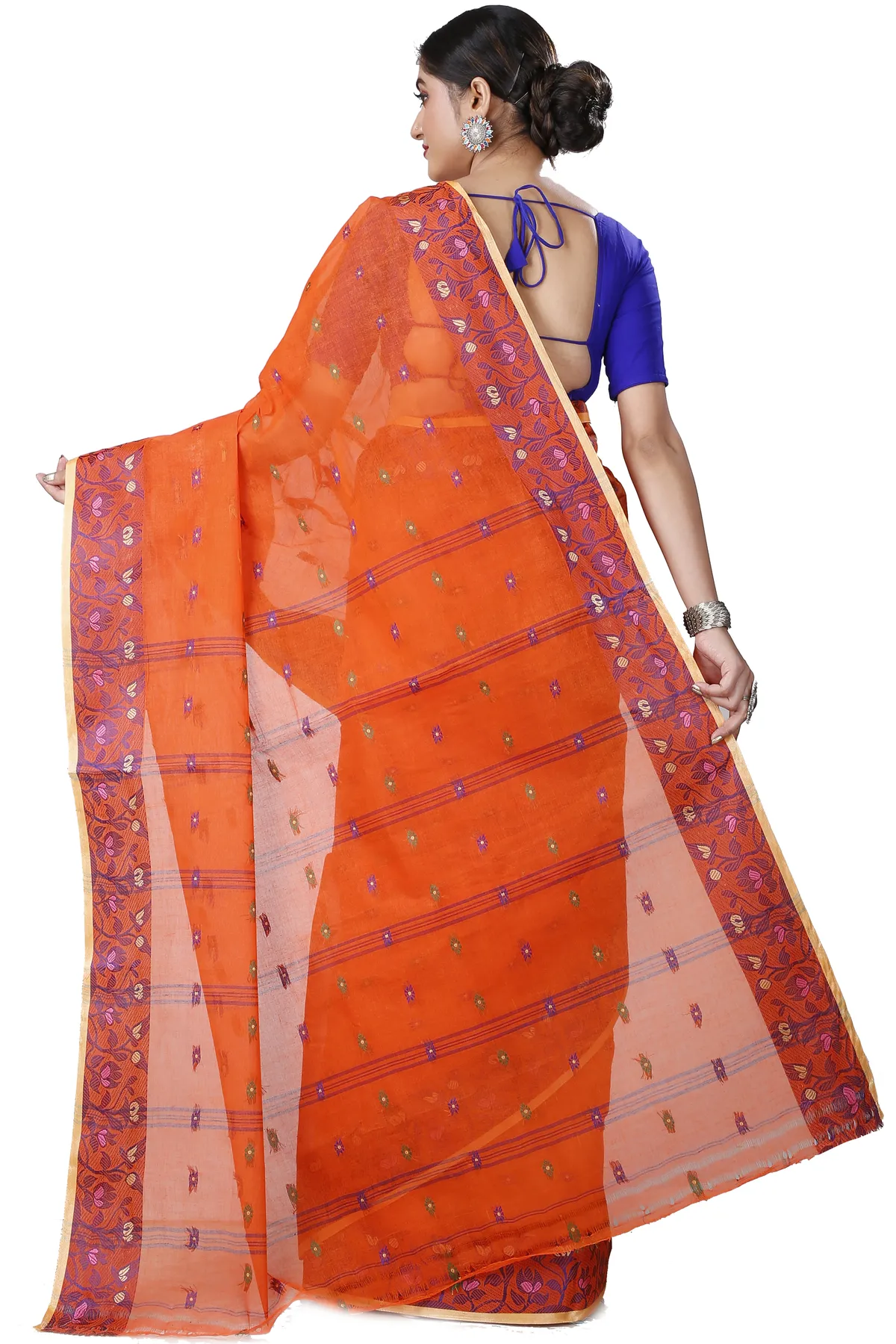 DipDiya Pure Cotton Orange Gopika Elegance in Every Weave Tant Sarees