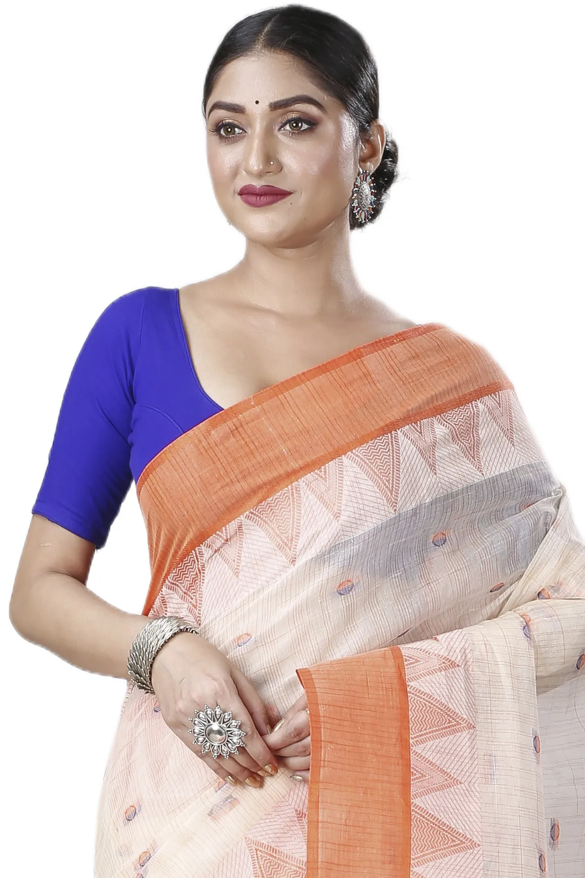 DipDiya Pure Cotton Orange Ishvari The Bengali Classic Tant Sarees