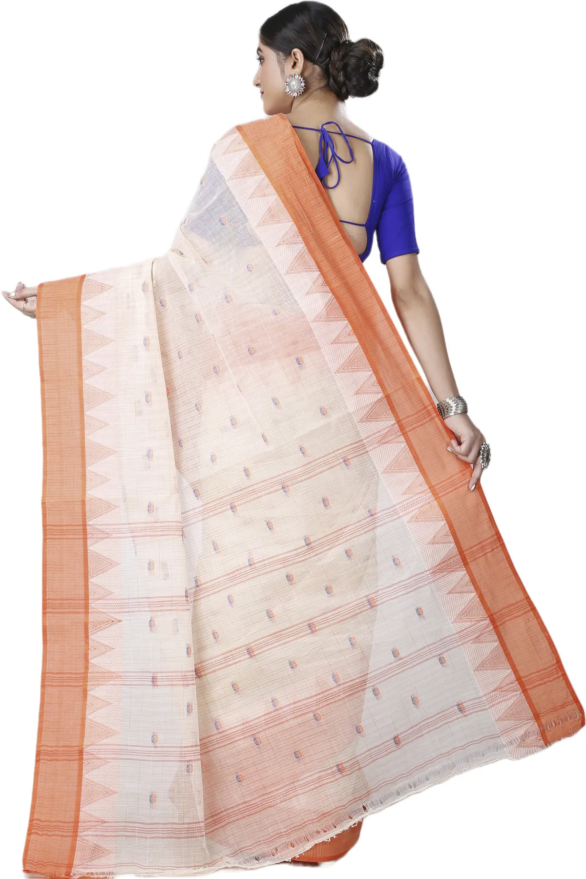 DipDiya Pure Cotton Orange Ishvari The Bengali Classic Tant Sarees