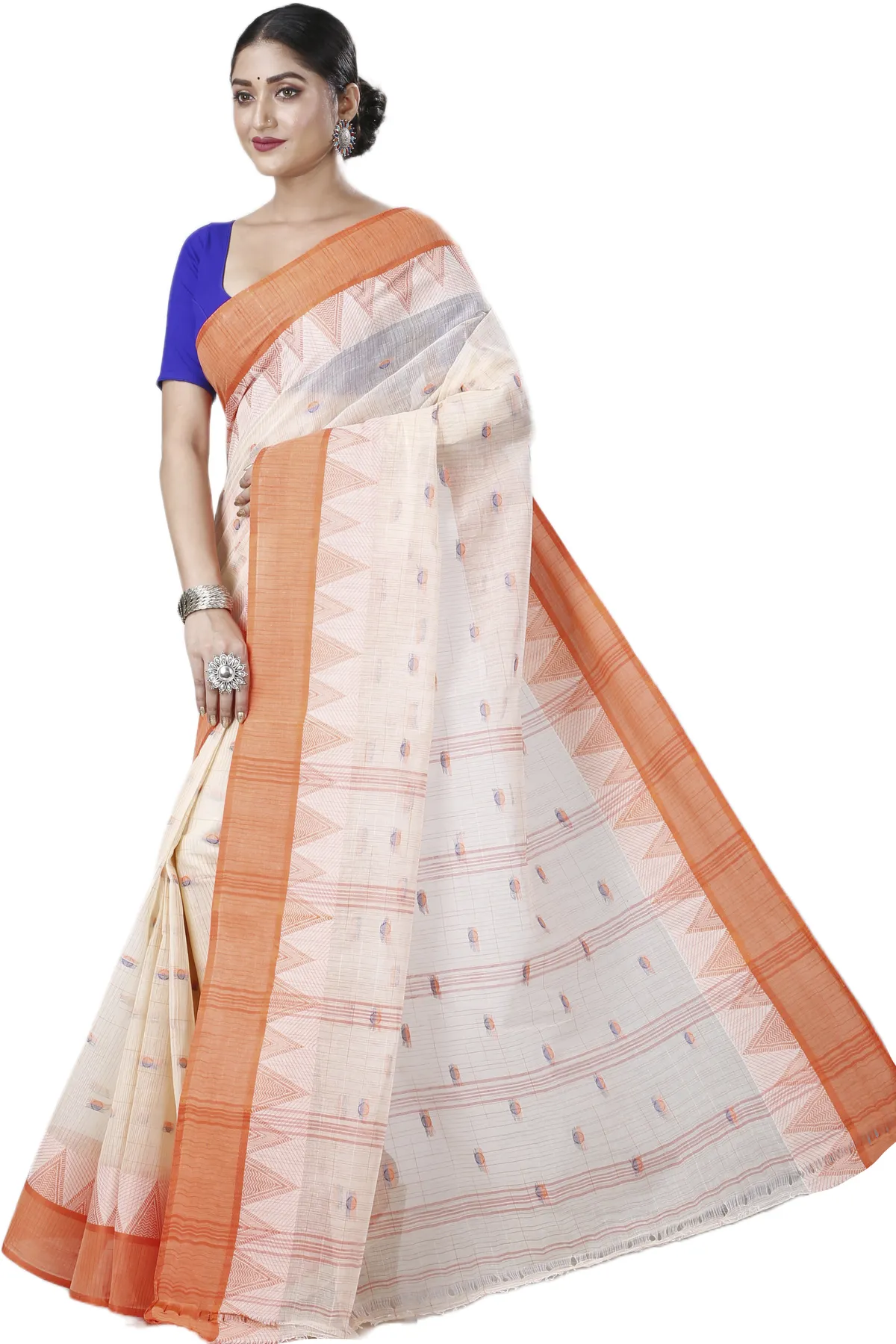 DipDiya Pure Cotton Orange Ishvari The Bengali Classic Tant Sarees