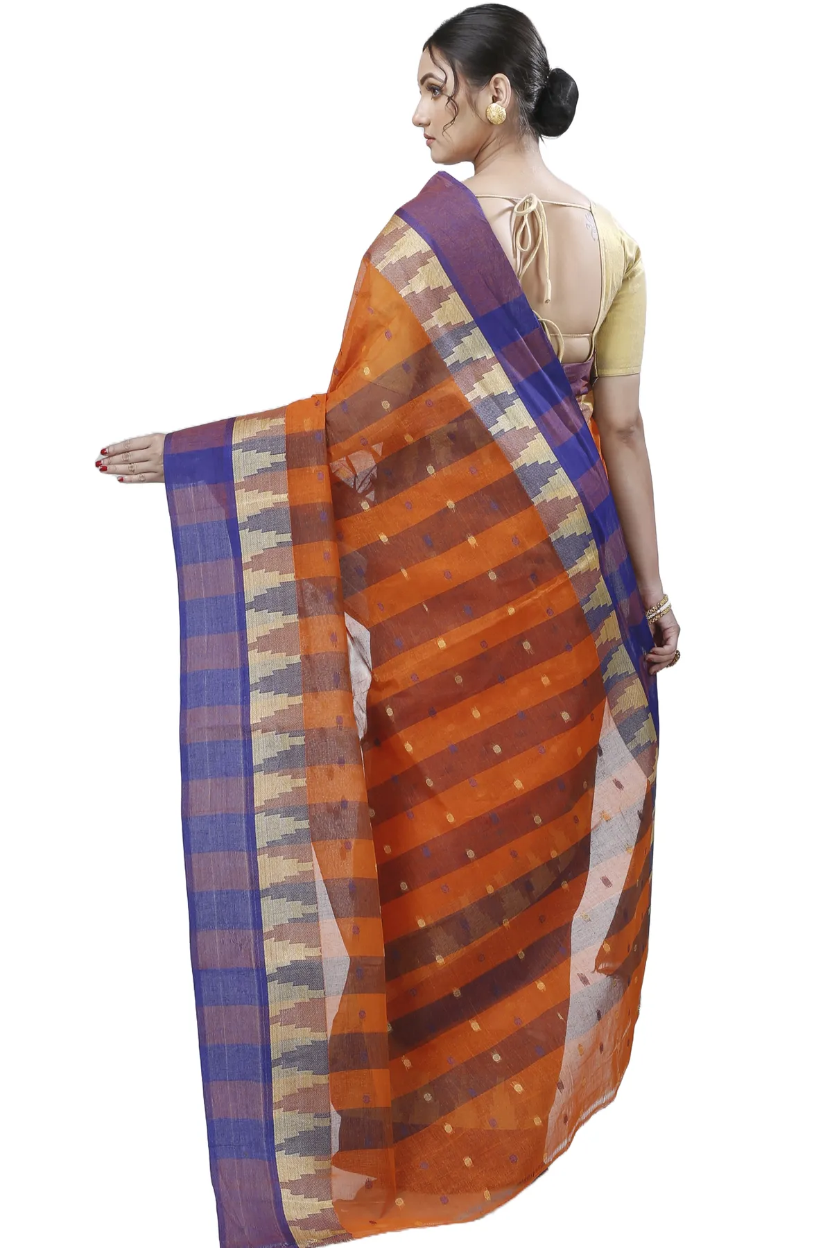 DipDiya Pure Cotton Orange Jamuna Heritage of Bengal Tant Sarees