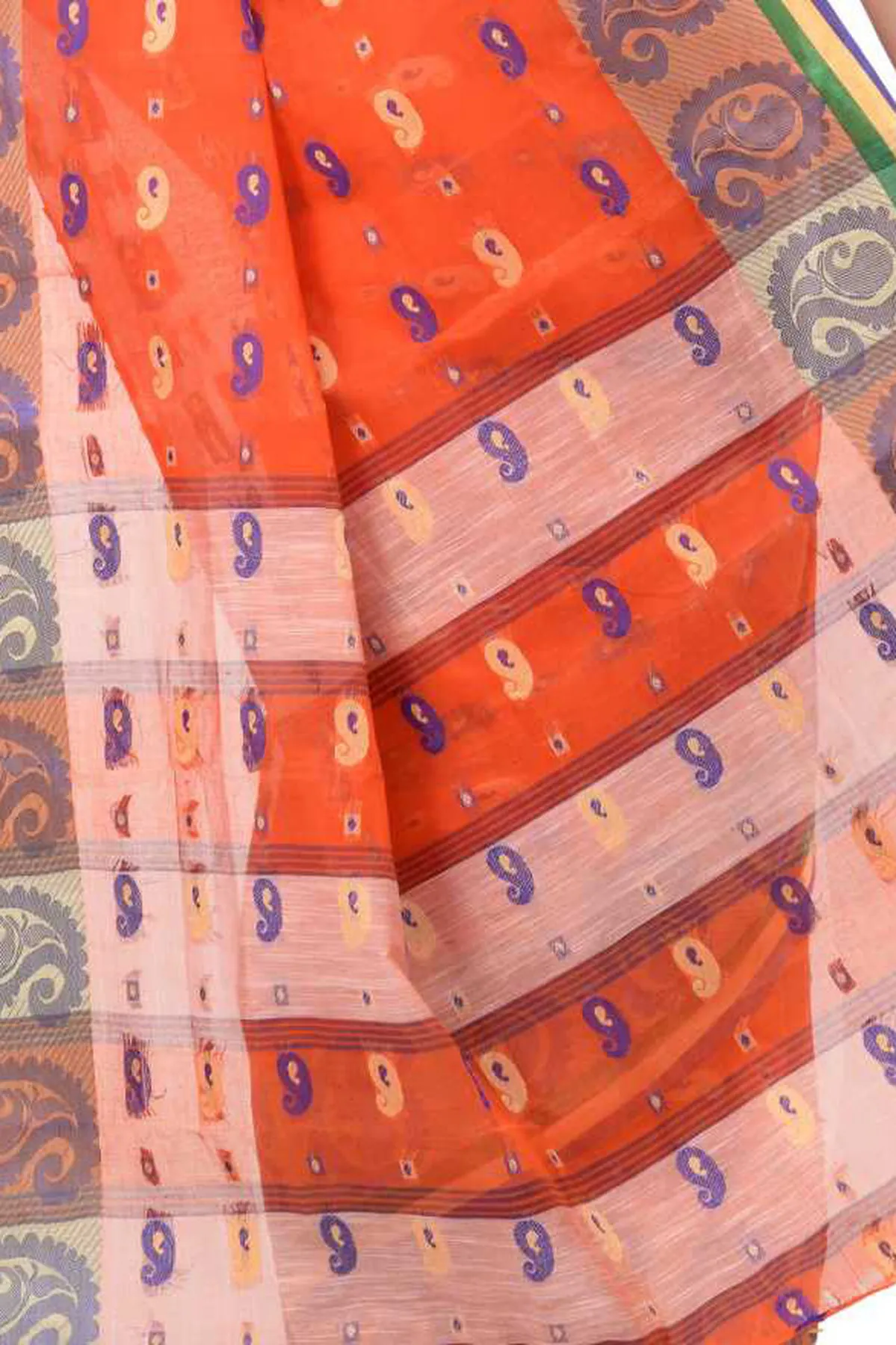 DipDiya Pure Cotton Orange Kanak Chur Classic Grace Tant Sarees