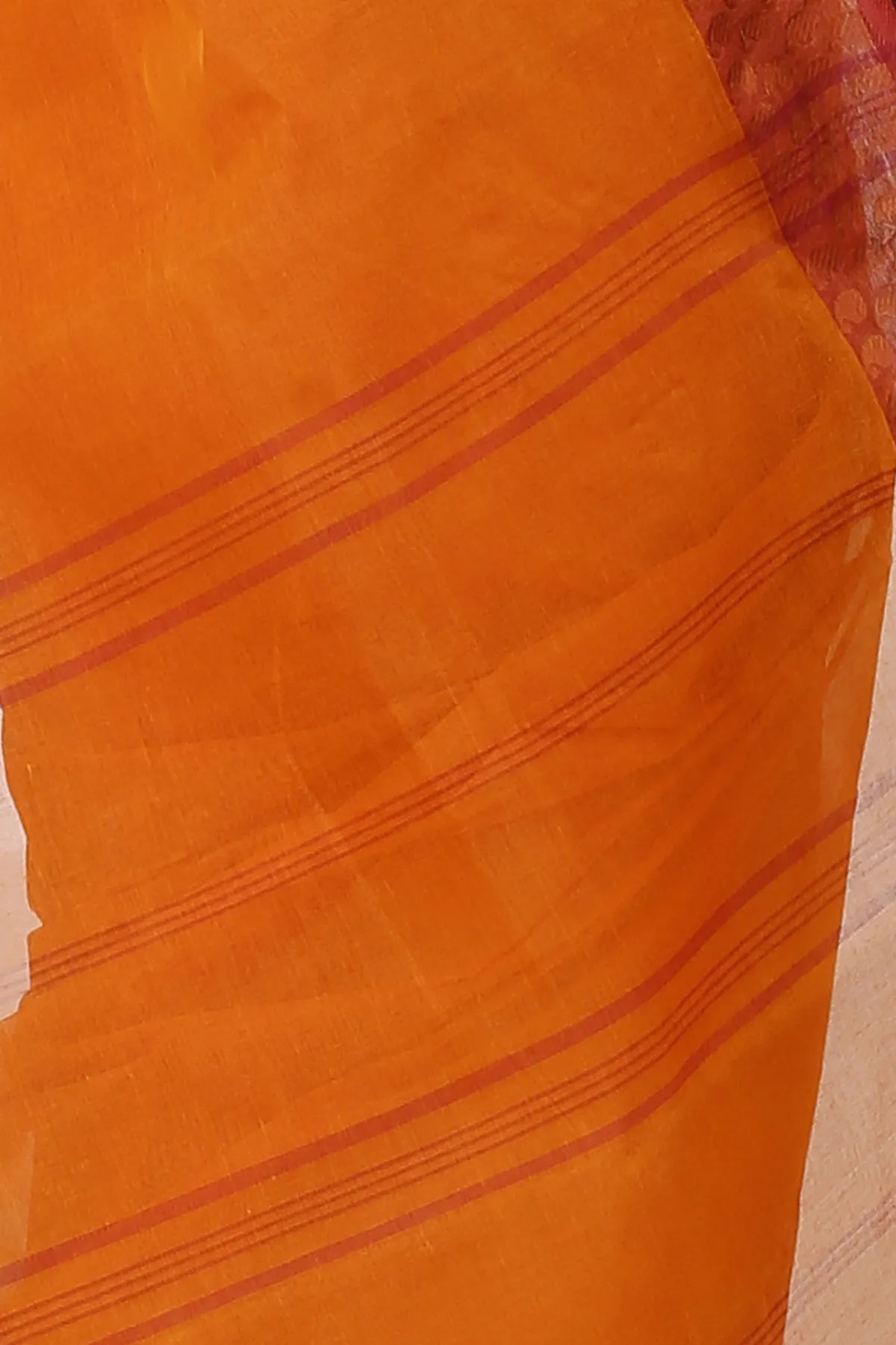 DipDiya Pure Cotton Orange Lilan Heritage of Bengal Tant Sarees