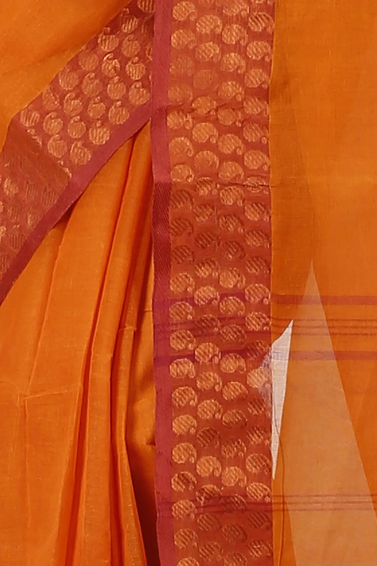 DipDiya Pure Cotton Orange Lilan Heritage of Bengal Tant Sarees